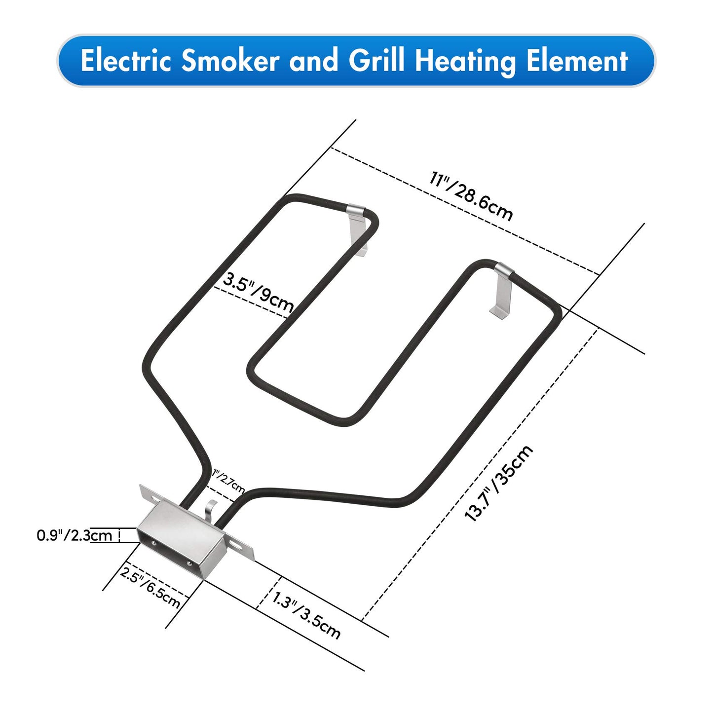 Stanbroil Replacement Part Electric Smoker and Grill Heating Element with Adjustable Thermostat Cord Controller for Most Smokers and Grills, 1500W