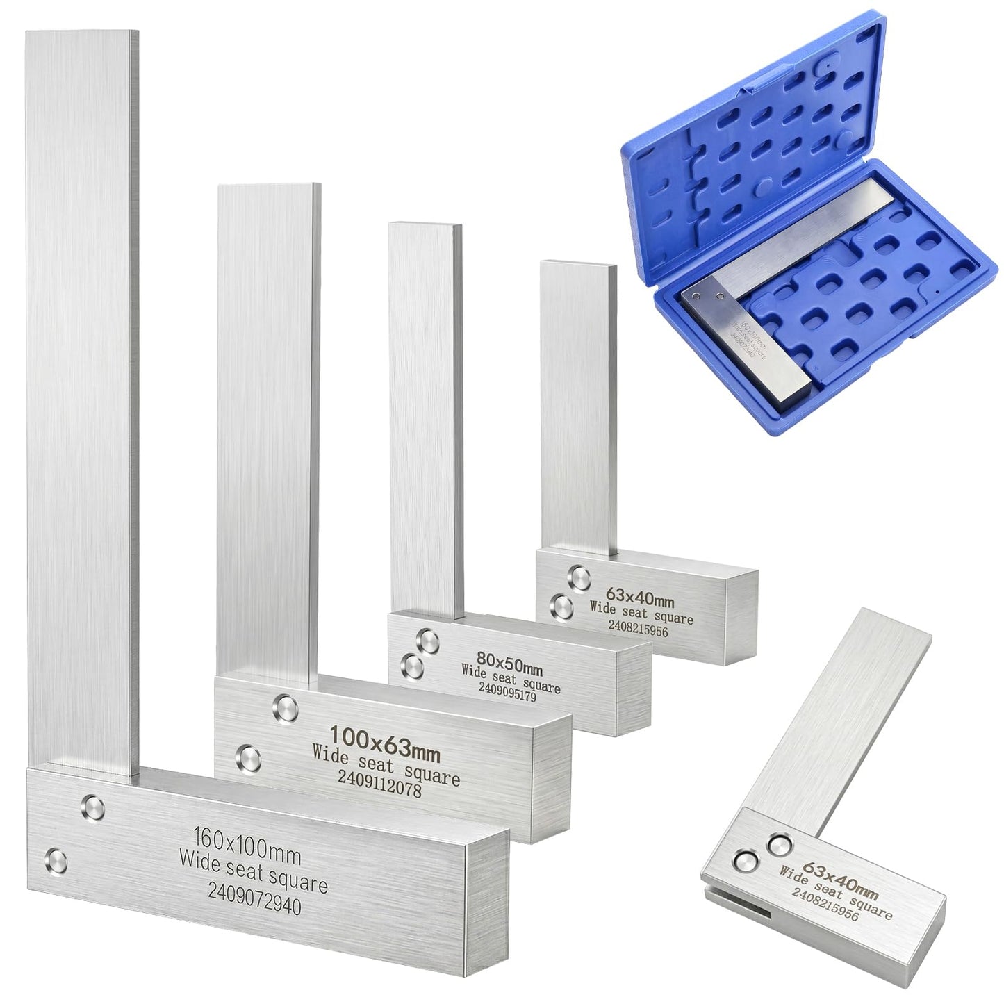 Suwimut Machinist Square Set 2, 3, 4, 6 Inch, Mechanical Engineer Hardened Steel High Precision Squares, 90 Degree Wide Base Square Tool L-Type Right Angle Ruler Tool for Woodworking