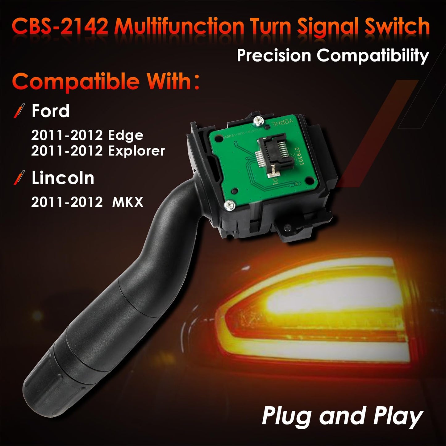 Multifunction Turn Signal Switch | Replacement for 2011-2012 Ford Edge Explorer & Lincoln MKX | Replaces# CBS-2142, SW8462, BT4Z13341AA