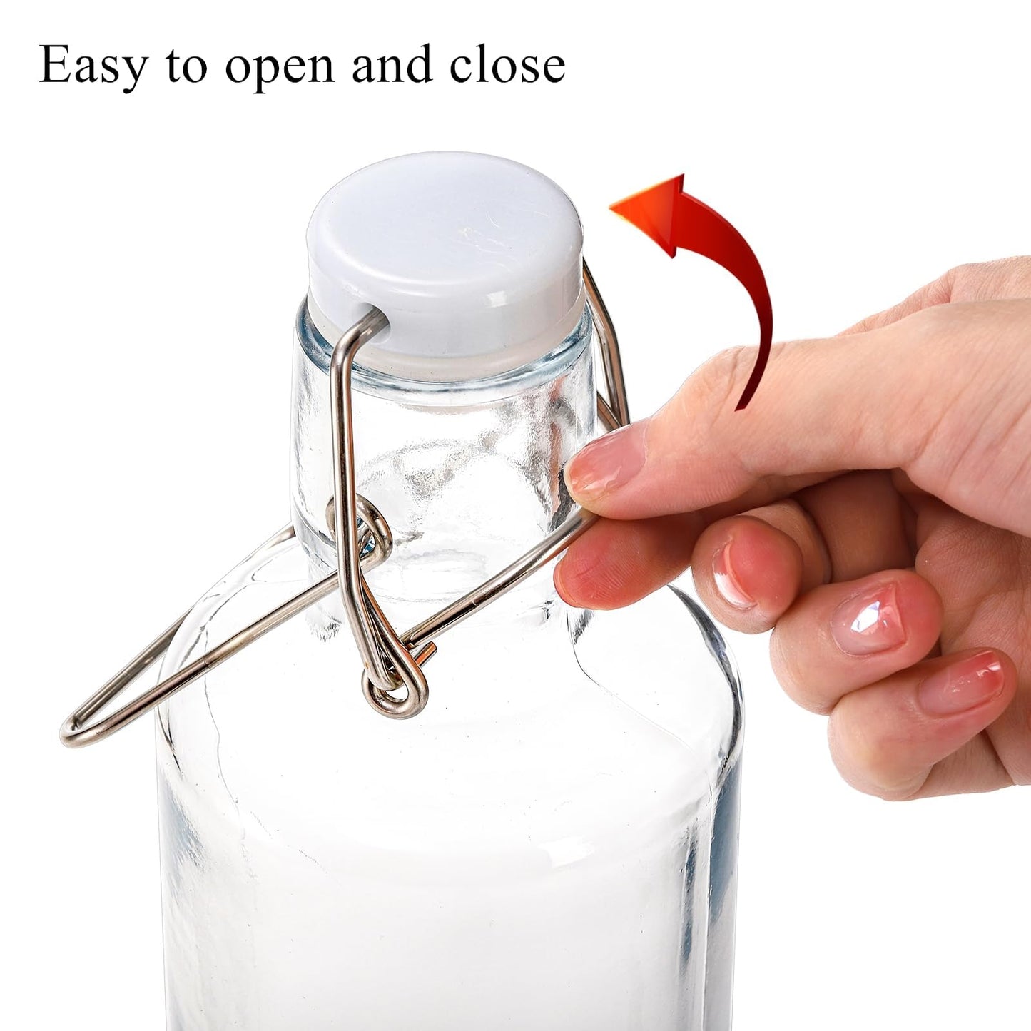 Cididu 4 Pack 33Oz Flip Top Bottles, 1L Airtight Swing Top Glass Bottle with Handle for Beer, Home Brewing, Kombucha, Juice, Carbonated Drink, Vinegar, Oil, Mead, Leakproof, Dishwasher Safe