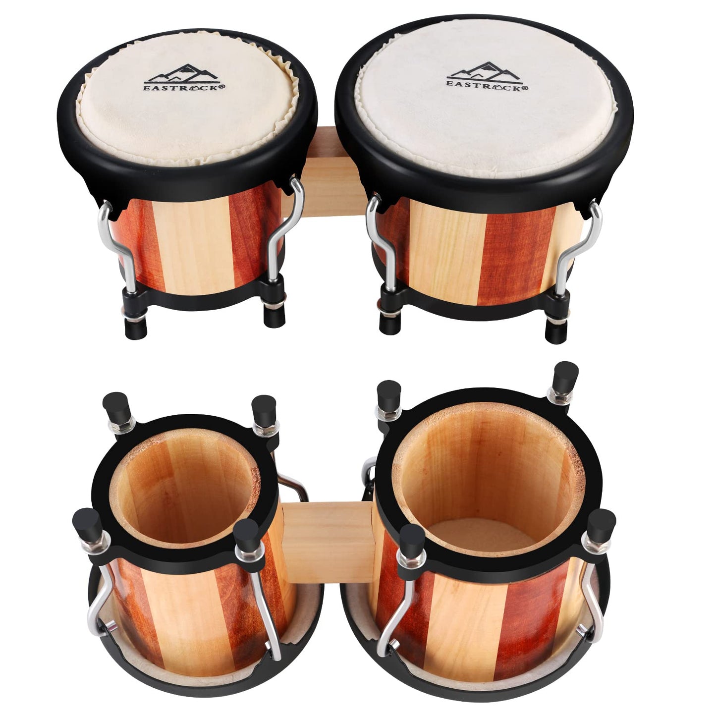 EastRock Bongo Drum 4" and 5" Bongos Drum Set, Musical Instruments for Adults Kids Beginners Professionals, Tunable Wood and Metal Drum Percussion Instruments with Tuning Wrench