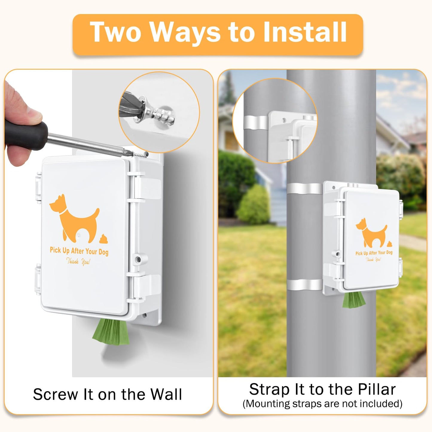 CHZUOBER Dog Poop Bag Holder, Wall Mount Dog Poop Bag Dispenser 100% Water Proof Outdoor Waste Bag Dispenser Dog Lover Gift Yard Sign Suit for Home Porch Lawn Yard (Dispenser Only)