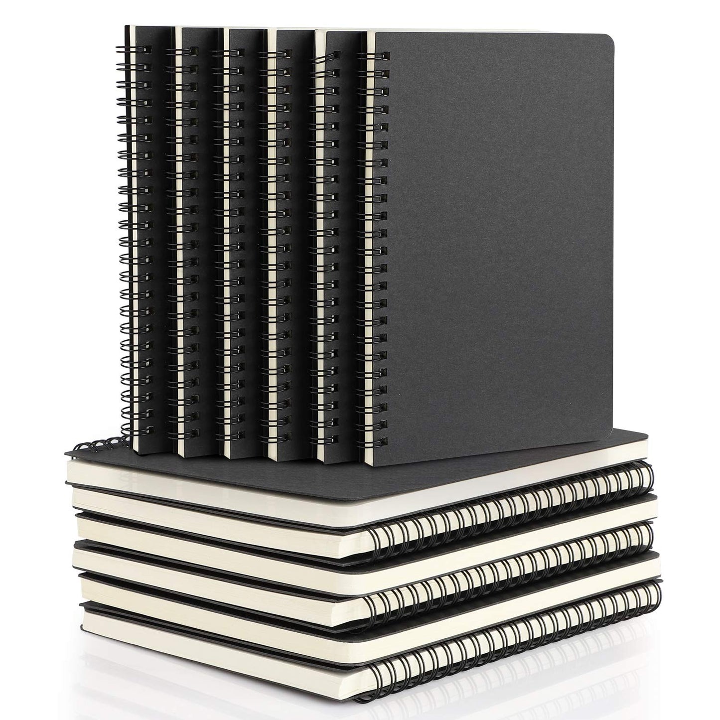 EUSOAR Spiral Notebook College, A5 12packs 5.5x8.3" 120 Pages Lined Travel Writing Notebooks Journal, Memo Notepad Sketchbook, Students College Office Business Subject Diary Ruled Book Journal-Black