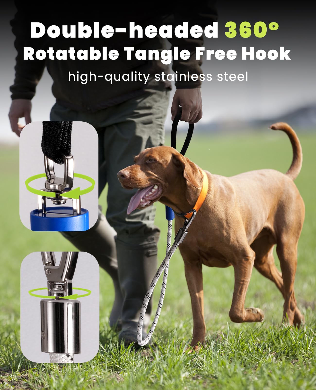 Light Up Dog Leash, LED Pet Leash for Night Walking,13 Lighting Modes, Rechargeable Dog Lights, Glow in The Dark Walking Leashes with Tangle-Free Hook for Small Medium Large Dogs (1.5m)
