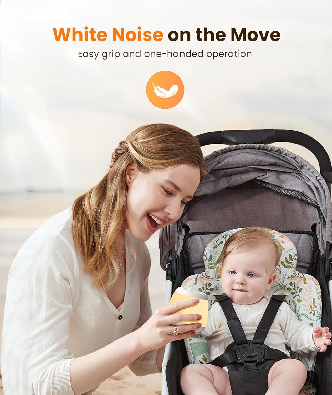 Dreamegg White Noise Machine - Portable Sound Machine Baby for Sleeping with 8 Adjustable Night Light, 24 Sleep Sounds for Baby Kids Adults, Timers & Memory Function Portable for Home Travel