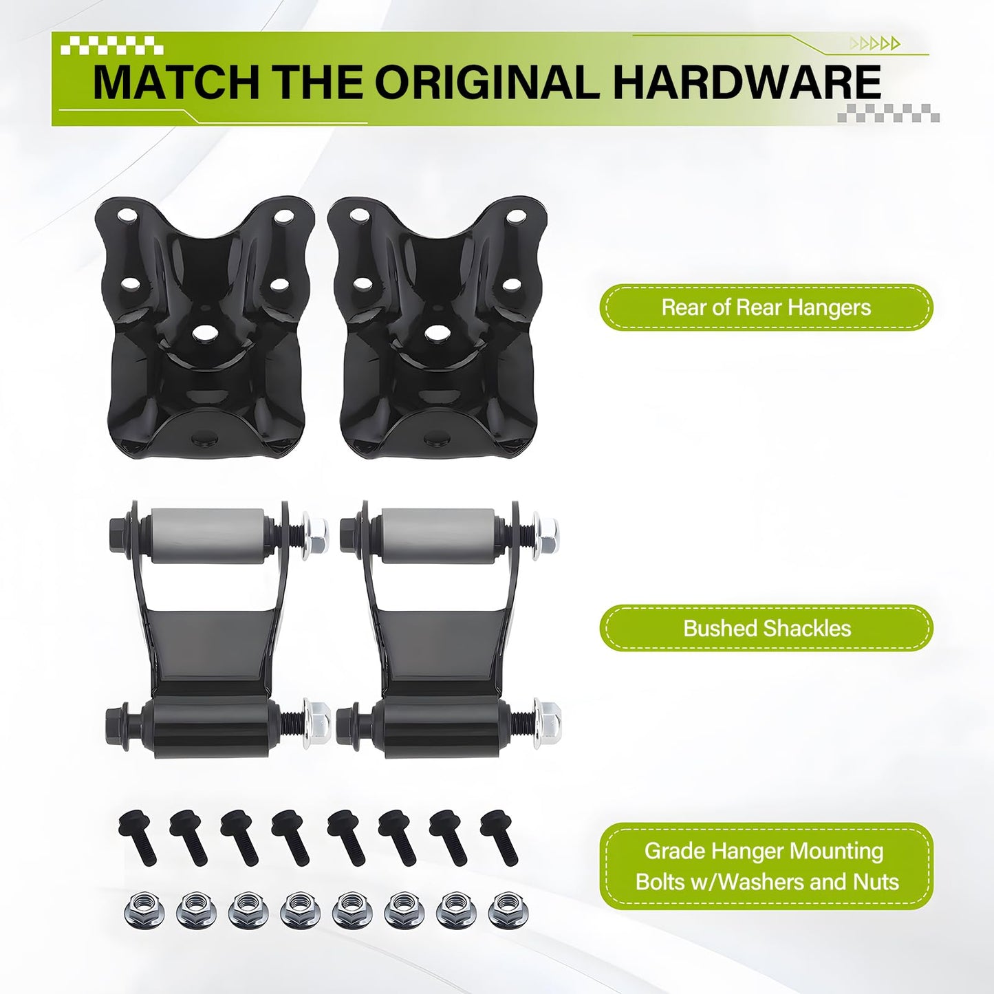 KUNCAIISH Rear Leaf Spring Shackles, Hanger Brackets Repair Kit Fit for 1986-2011 Ford Ranger, Fit for Mazda B2300/B3000/B4000 1994-2010, Fit for Mazda B2500 1998-2001, Replaces#722-001 722-010