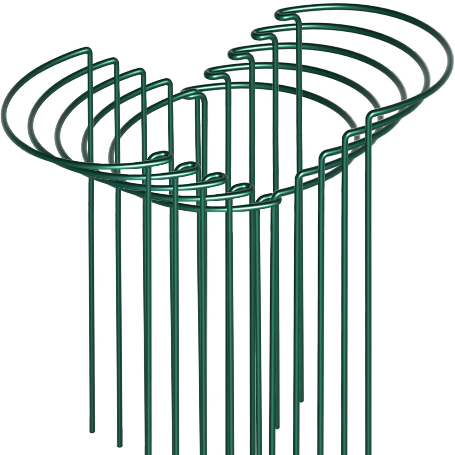 SORANGEUN Peony Support Cage 24 Inch Tall, 10 Pack Half Round Metal Plant Support Stakes for Peonies, Tomatoes, Hydrangeas, Outdoor Garden, 60cm Height, Green