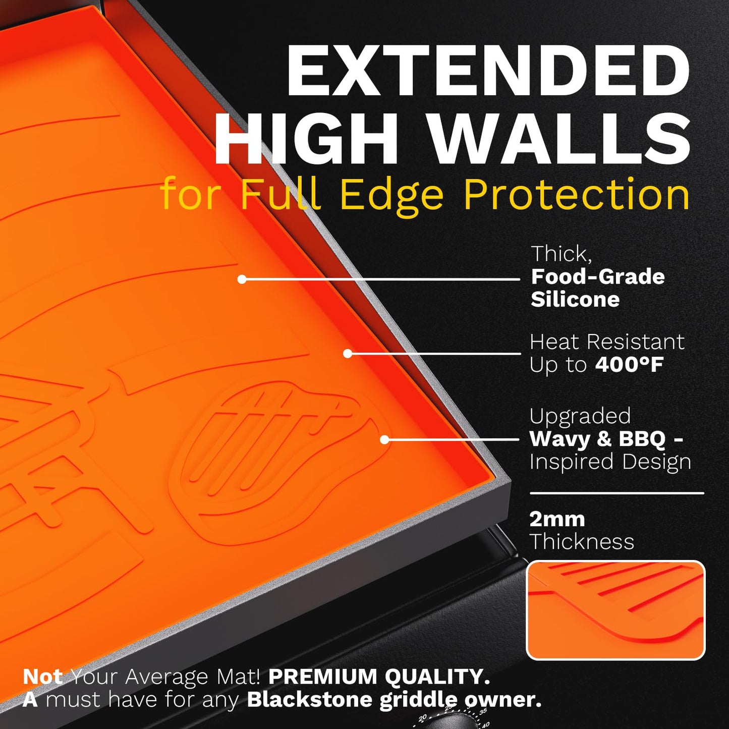 Upgraded Full-Coverage Silicone Griddle Cover for Blackstone 36 Inch Grill, Heavy Duty Food-Grade Silicone Grill Mat with Gift-Worthy Pattern, Year-Round Protection from Dirt & Rust