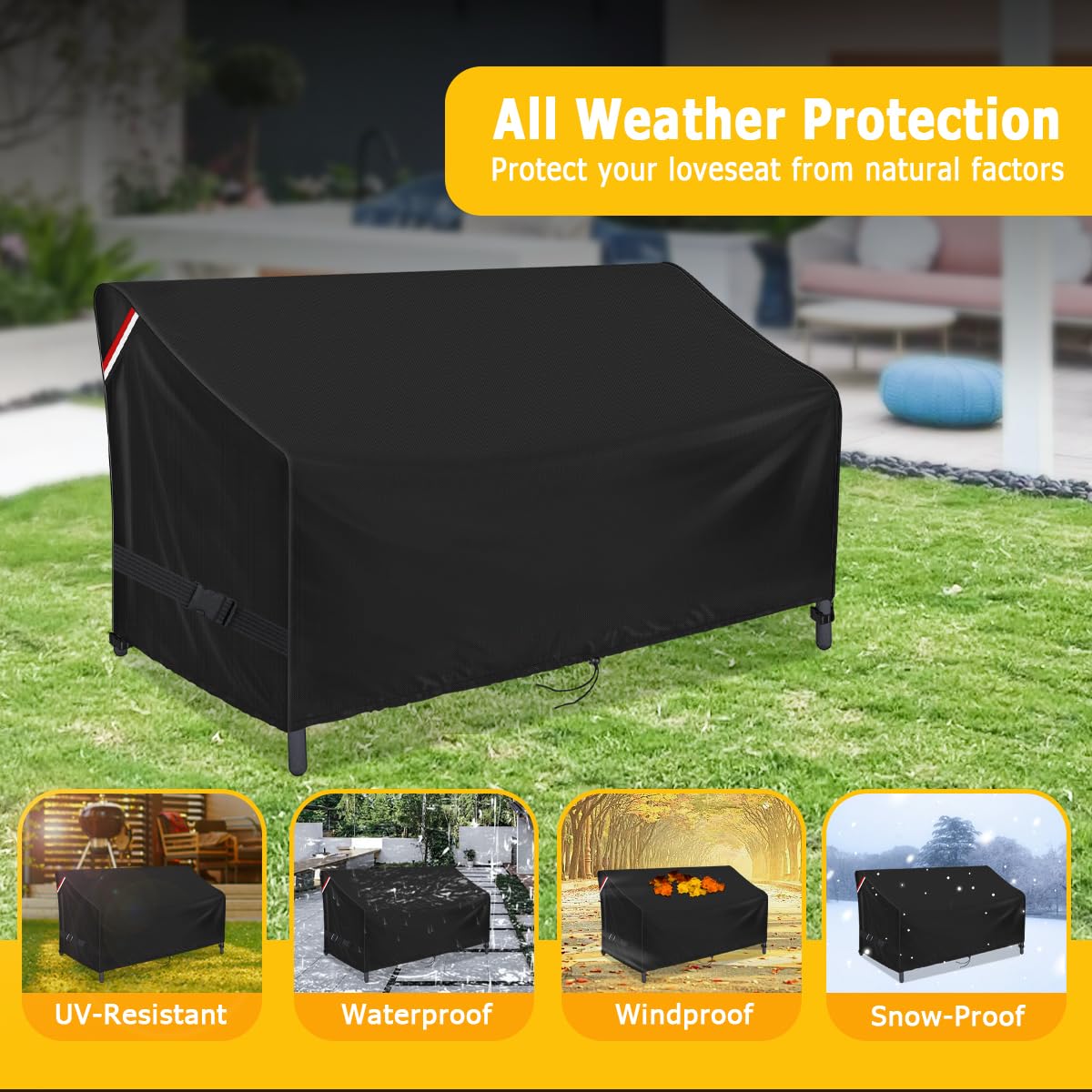 Loenel Outdoor Loveseat Cover, Waterproof 2-Person Outdoor Glider Bench Cover for Patio Double Swing Rocking Chair Loveseat, Patio Couch Covers - 48" L x 28" W x 35" H