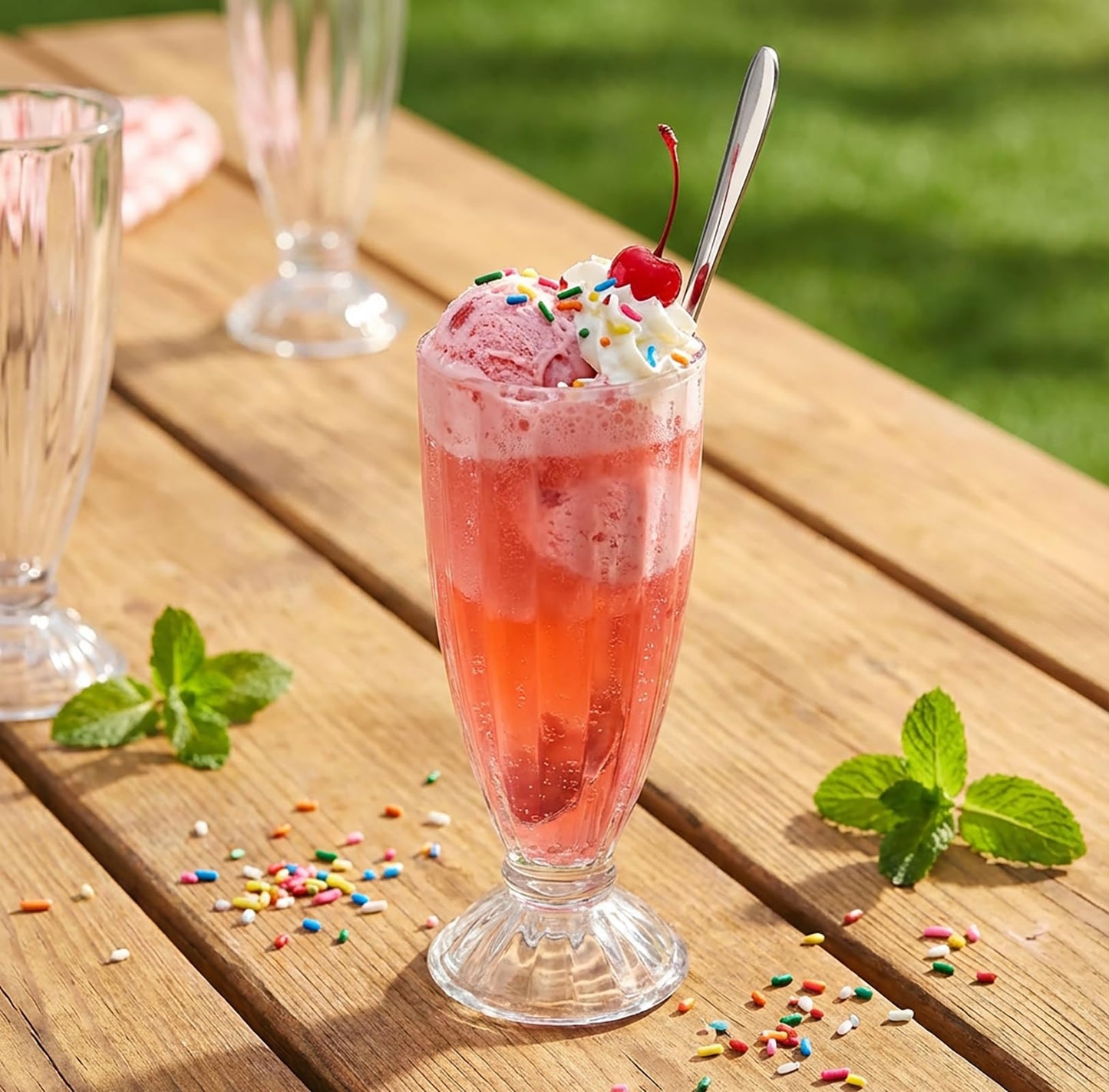 Cedilis 6 Pack 12oz Milkshake Glass with 6 Long Metal Spoons,Old Fashioned Soda Glasses, Fountain Classic Glass for Ice Cream, Clear