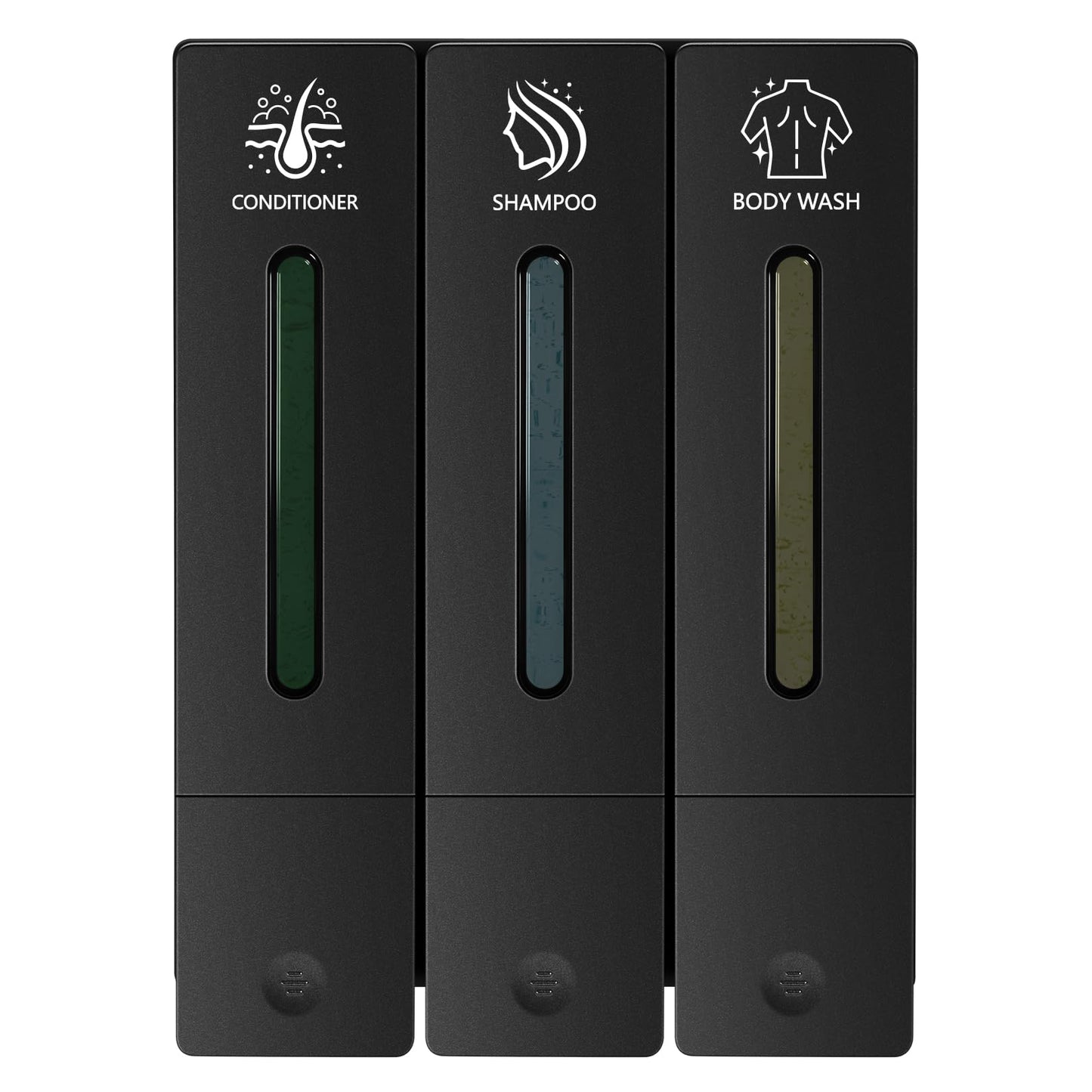 Volufia Shampoo and Conditioner Dispenser, Shower Soap Dispenser, Shower Dispenser 3 Chamber No Drill, Body Wash Dispenser Wall Mounted for Bathroom Hotel 3x400ML, Black