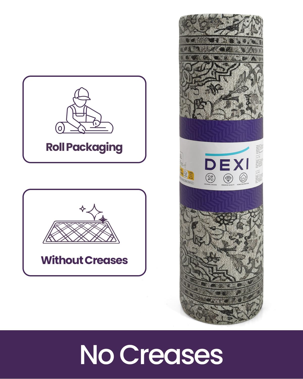 DEXI Kitchen Mats for Floor Anti Fatigue, 23x86 Long Runner Rug with Non Slip Back, Cushioned Foam Waterproof Standing Desk Boho Floral Home Decor, Grey