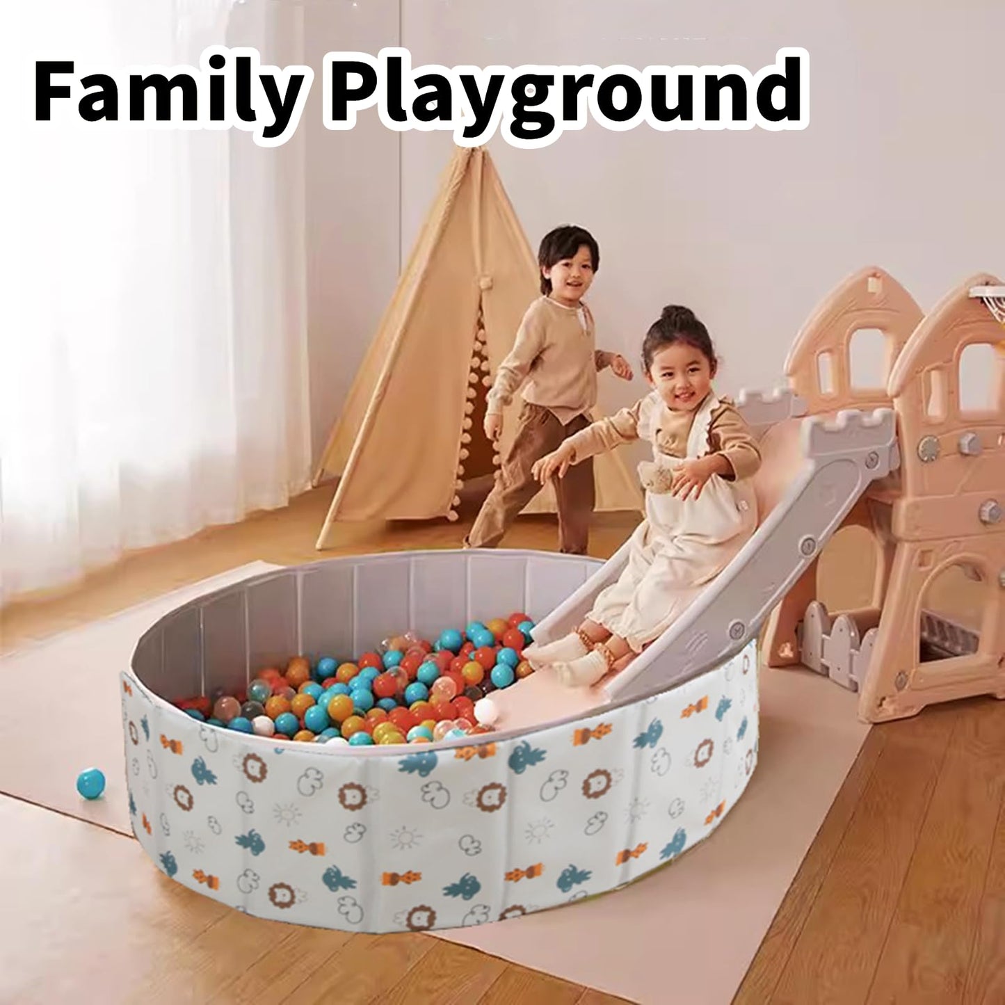 Large Ball Pit for Kids Baby 40/47in Baby Ball Pit Holds Over 800 Balls Indoor Outdoor Use Toddlers Play Pool for Dog No Need Inflate Balls Not Include (44"(120cm))