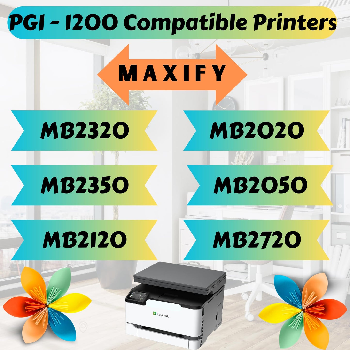 PGI-1200 XL Compatible 2 Sets (Pigment Ink) 8 Ink Cartridge High Yield PGI 1200 for Canon MAXIFY Printer Models MB2320 MB2020 MB2350 MB2050 MB2120 MB2720