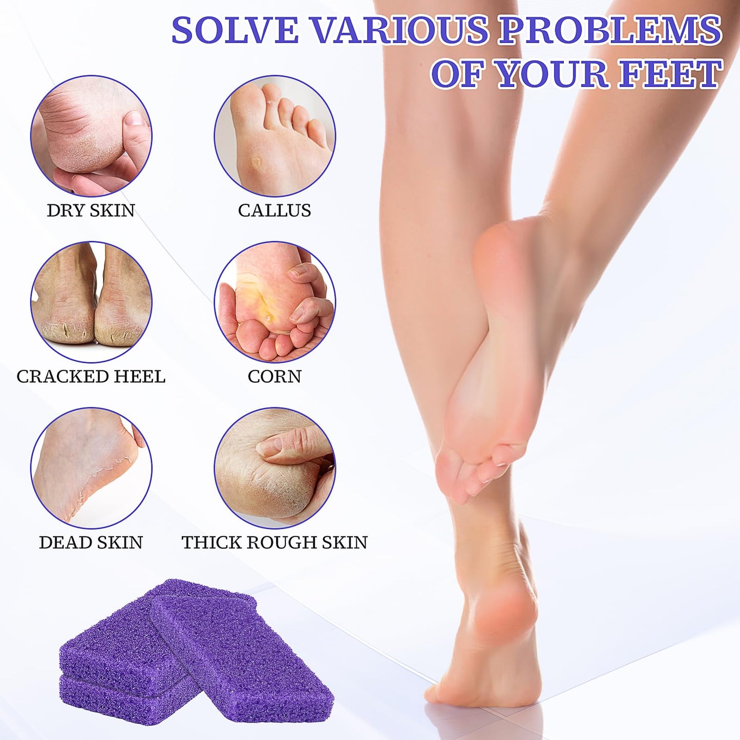 200 Pcs Purple Pumice Stone for Feet, Disposable Foot Sponge Scrubber, Pedicure Exfoliator Callus Remover for Shower, Bath, Spa, Dead Skin - 3.54 x 1.77 Inch