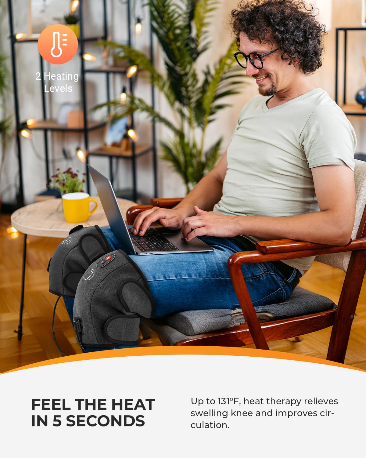 CooCoCo Knee Massager with Heat/Cold, Gifts for Men, Women, Heating Pad for Knee Pain Relief, Knee Warmer, Heated Knee Pad for Dad Mom Husband Wife Seniors