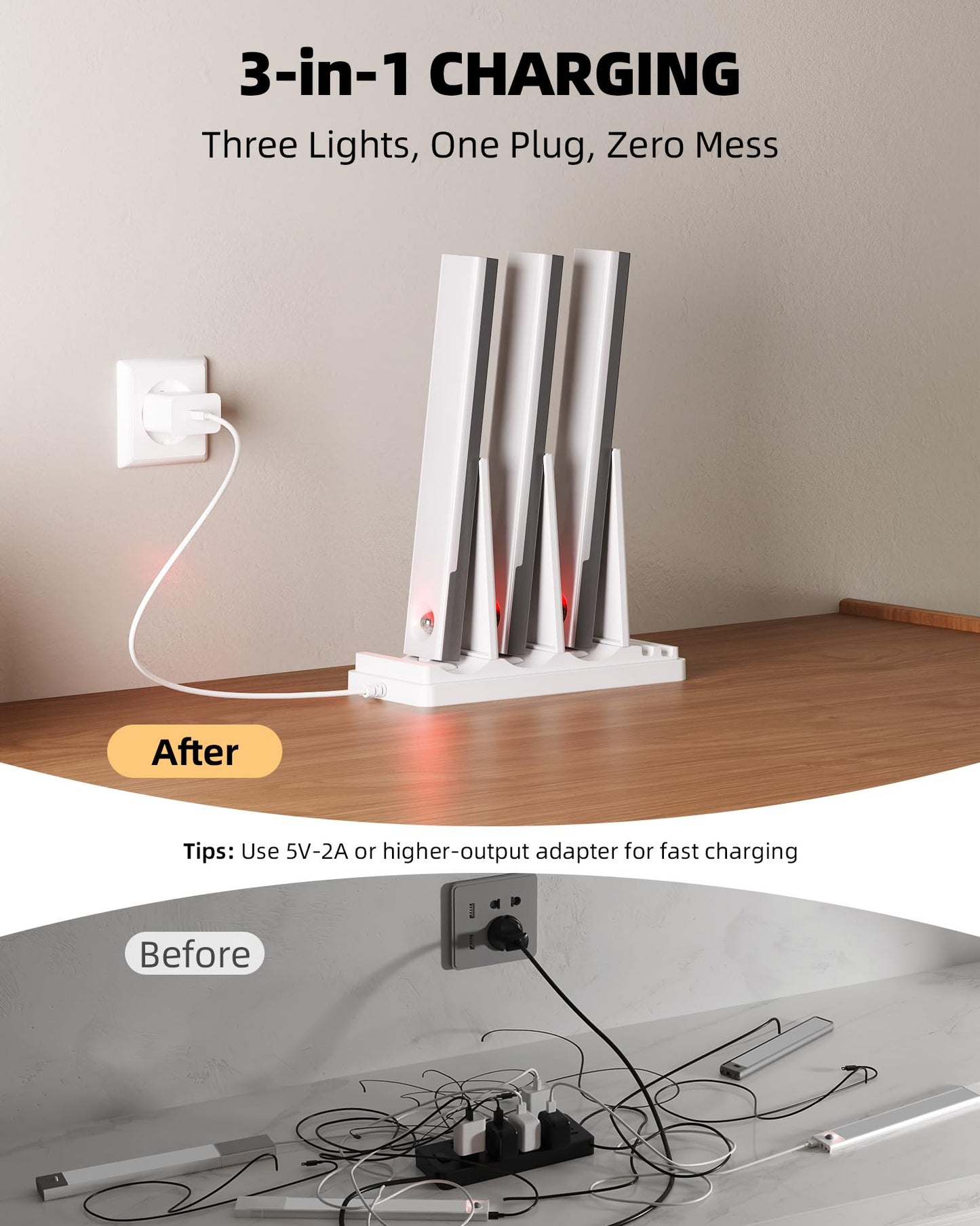EZVALO Under Cabinet Lighting,Closet Lights for Kitchen 6 Pack 23cm with Station
