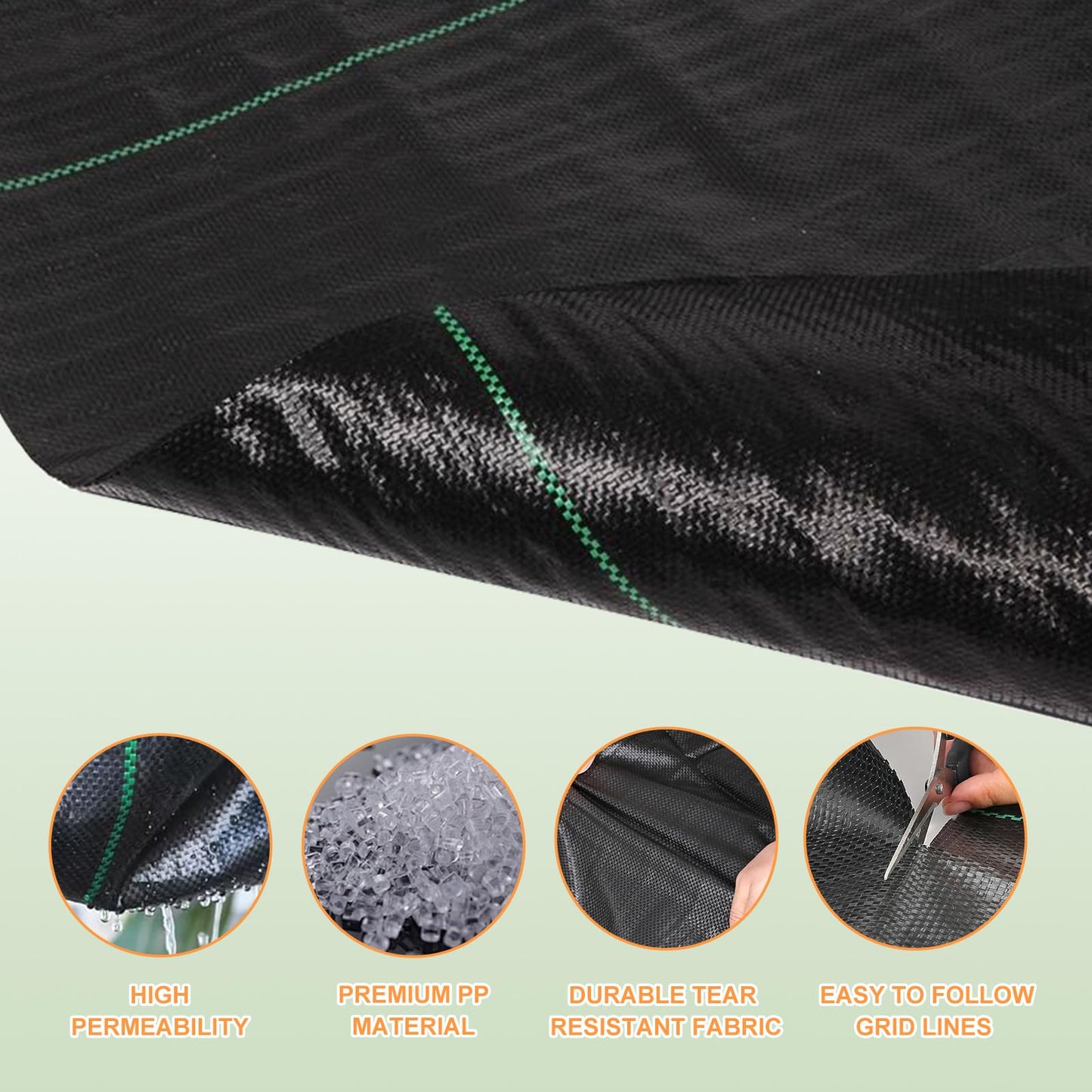 4x100Ft Weed Barrier Landscape Fabric, Heavy Duty Ground Cover Fabric Block, 3.2oz Gardening Fabric Mat, Garden Cloth Felt for Flower Bed, Patio, Orchard, Playground