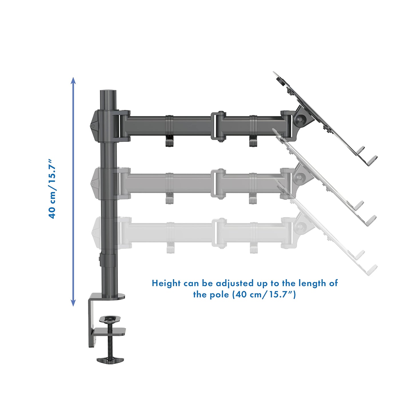 SHOPPINGALL Fully Adjustable Laptop Mount Stand for Laptops Up to 17", Both Desk clamp and Grommet mounting - SA-D28+D15-Black