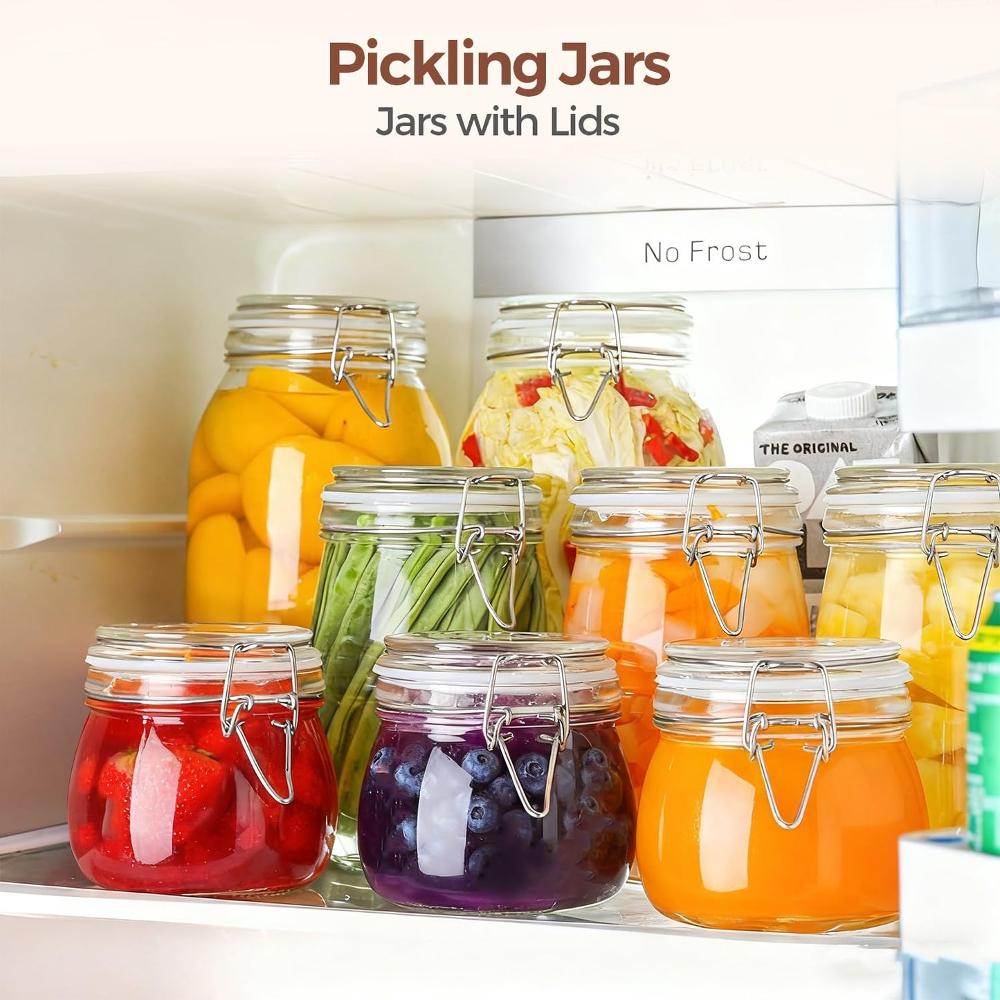 ComSaf Glass Food Storage Jar with Airtight Lid 500ML/17OZ Set of 6, Storage Canister Container Round with Clear Preserving Seal Clip Fastening for Kitchen and Pantry Organization Cereal, Coffee,