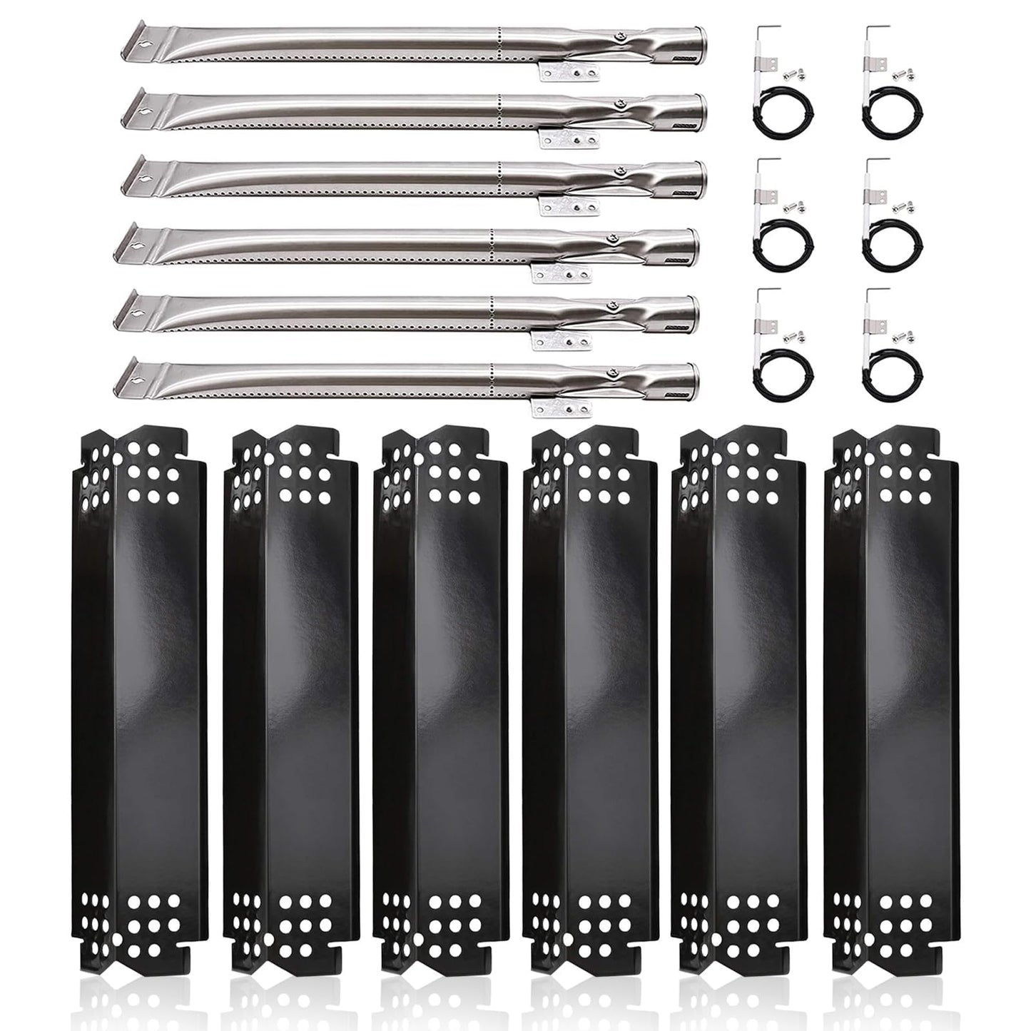 Criditpid Barbecue Replacement Parts for Nexgrill 6 Burner 720-0898 720-0898A, Nexgrill 720-0888 720-0888N, 720-0830H 720-0783E. BBQ Heat Plates, Burner Tubes & Igniters Kit.