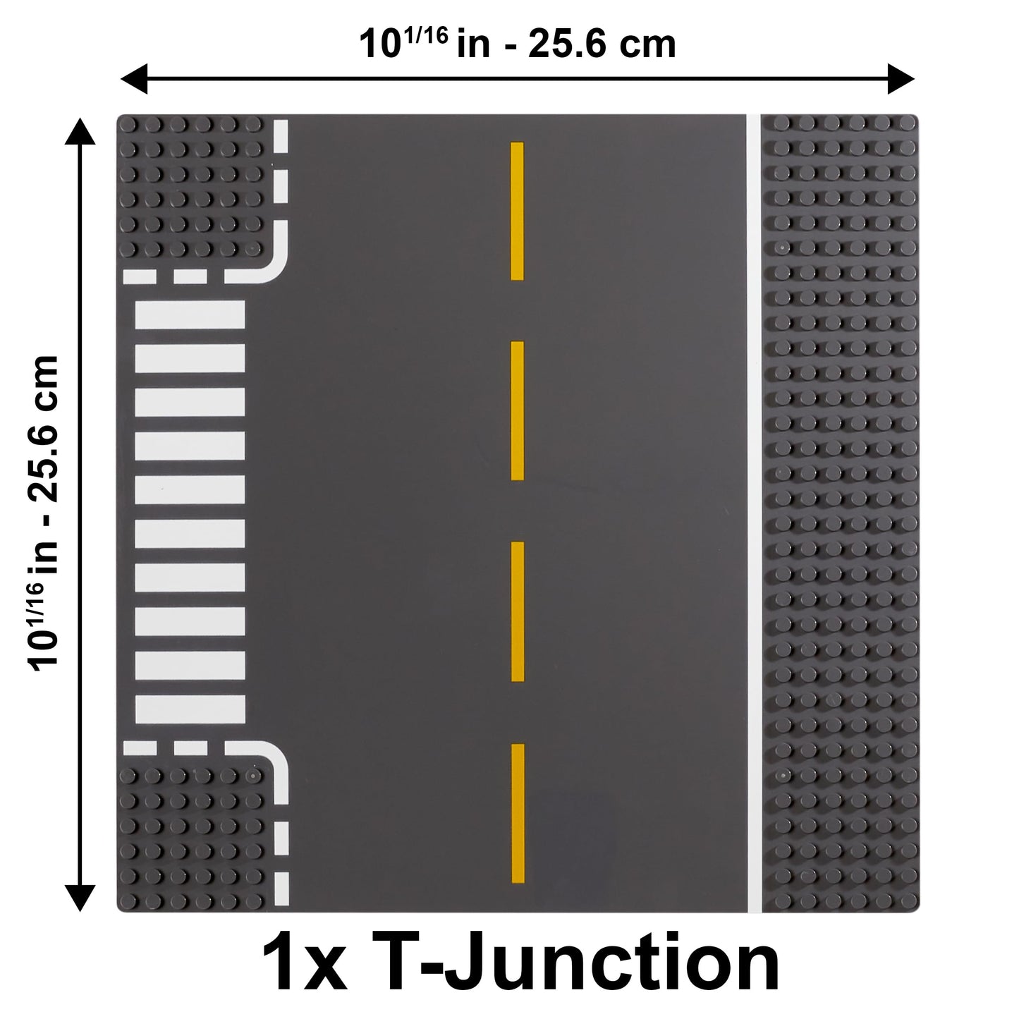 Apostrophe Games Road Baseplate – Premium Building Blocks Base Plates Compatible with All Major Brands – 6pcs Baseplate Gray with Road Design – Straight, Curve, Crossroad, T-Junction Gray Base Plates