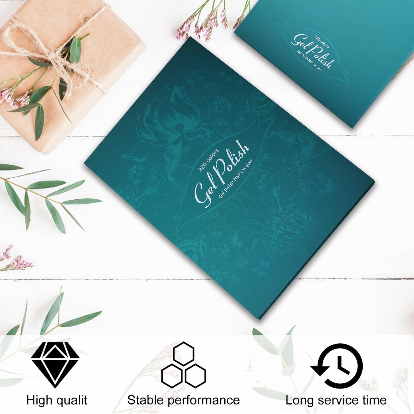 C12rtive 320 Nail Color Book,Nail Color Display Book with 480 Nail Tips & 1-400 Number Labels,Professional Nail Color Swatches Book for UV Gel Polish Nails Art Design(Green)