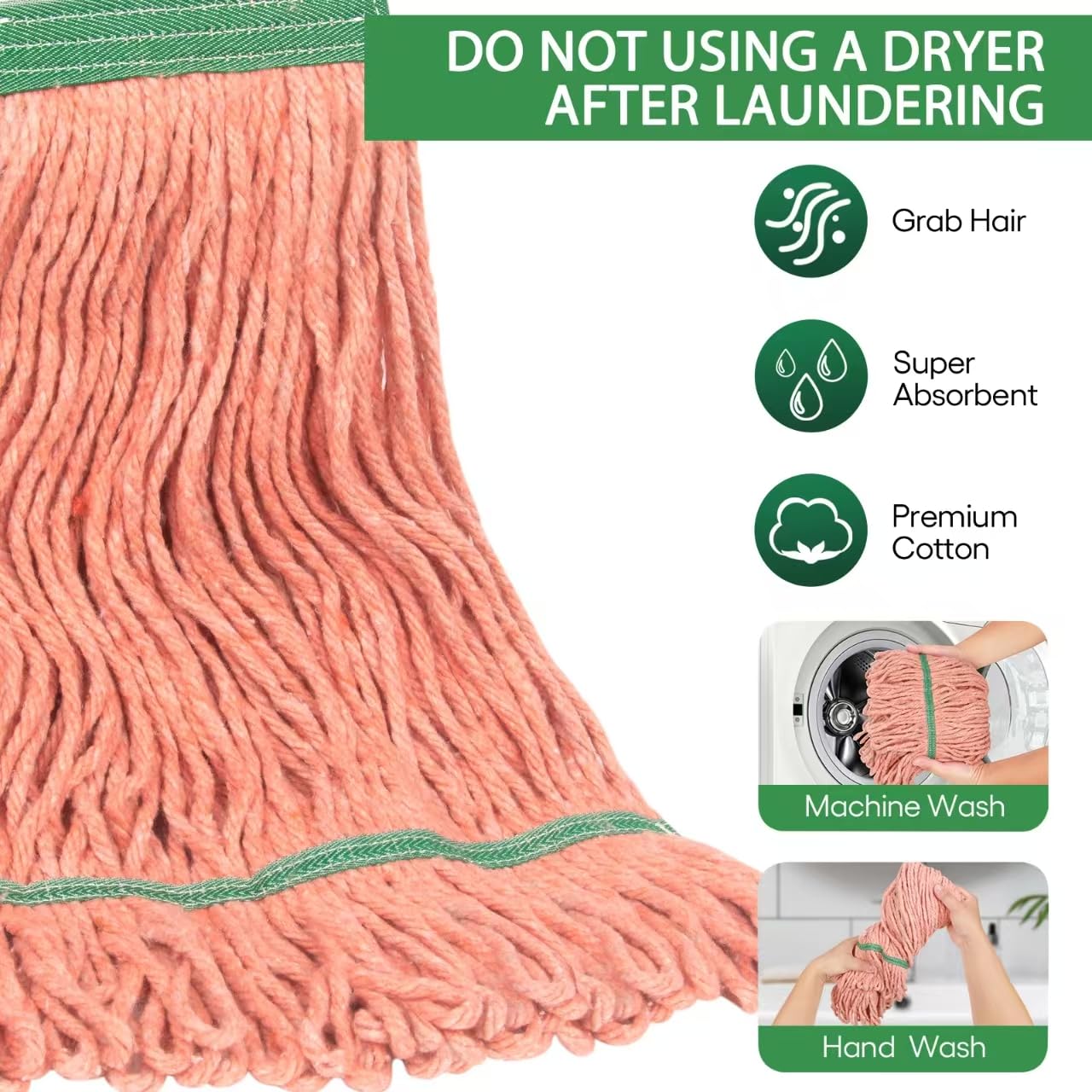L Luke Supply -Matthew Cleaning Commercial Replacement Heavy Duty Mop Head for General & Floor Cleaning, Indus Blue Cotton Loop End Rope Head Refill