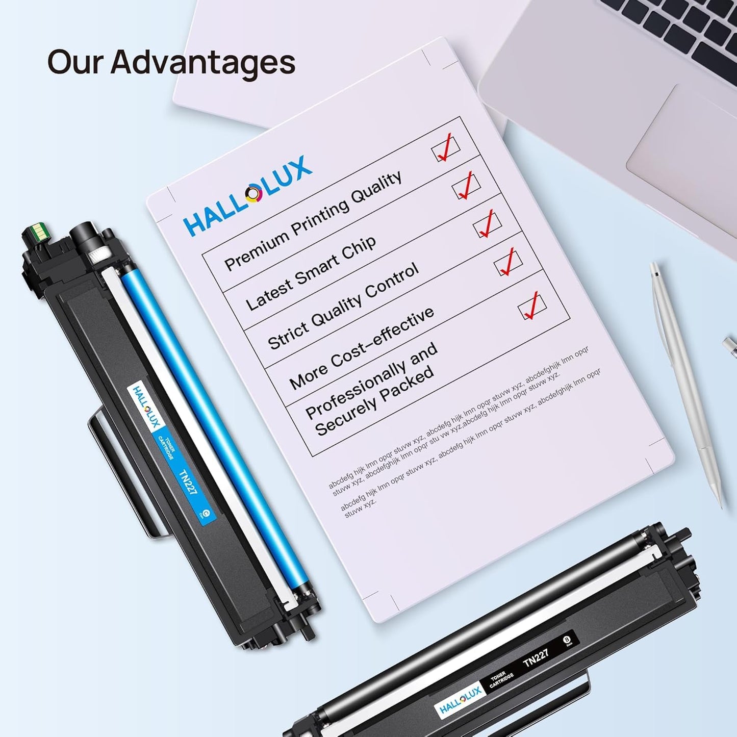 (with Chip) TN227 Toner Cartridges Replacement for Brother TN223 TN-227 TN-223 for Brother MFC-L3770CDW L3710CW L3750CDW HL-L3210CW L3290CDW L3270CDW L3230CDW Printer (TN-227BK/C/M/Y, 4 Combo Pack)