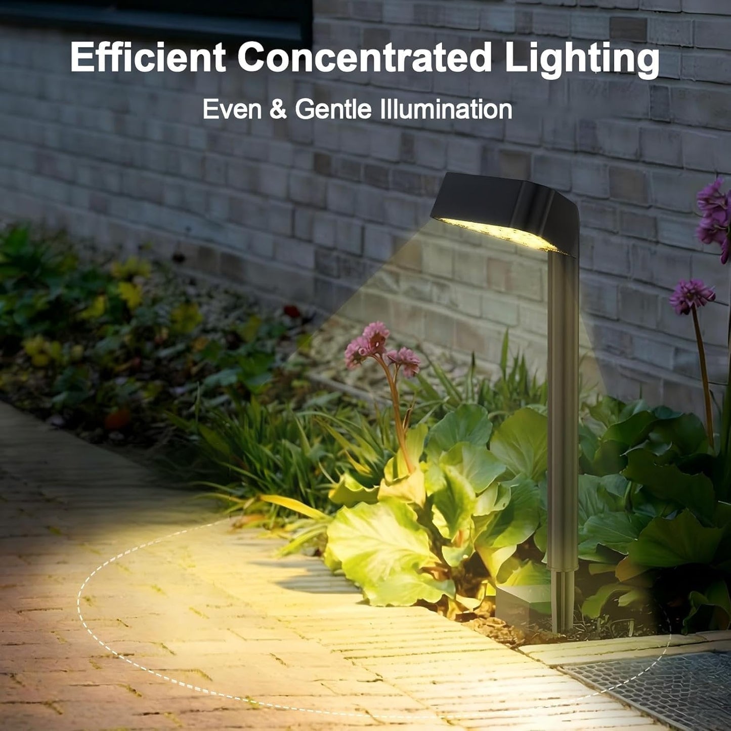 Solar Pathway Lights Outdoor, 4 Pack, 15 LED Brighter Solar Path Lights Waterproof with Upgraded Solar Panel, Up to 12Hrs Modern Landscape Lights for Backyard Garden Walkway Driveway Patio Lawn Decor