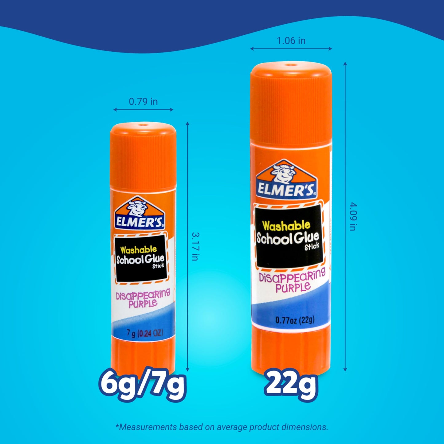 Elmer's Disappearing Purple School Glue Sticks, 0.24 oz Each, 30-Count Class Pack (E555)