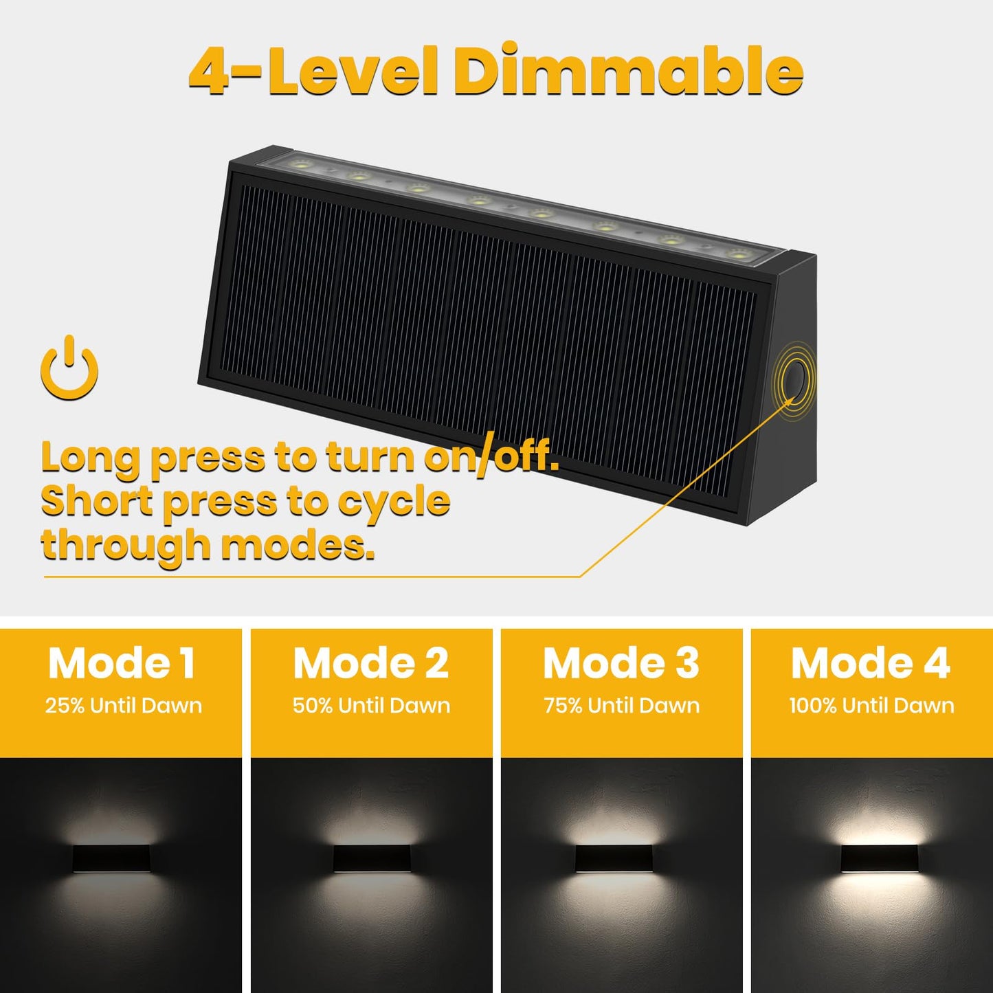 SOTTLOT Solar Lights, 700LM Up and Down Solar Outdoor Light Dimmable, 4000K Anti-Glare Solars Wall Lights Outdoor Waterproof for Fence Patio Yard Garage Garden Porch