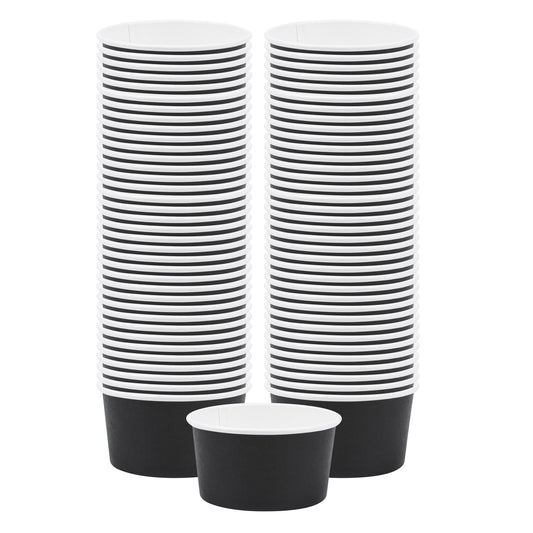 Coppetta 8-Ounce Dessert Cups, 200 Disposable Ice Cream Cups - Lids Sold Separately, Sturdy, Black Paper Frozen Yogurt Bowls, for Hot and Cold Foods, Perfect for Gelato Or Mousse - Restaurantware