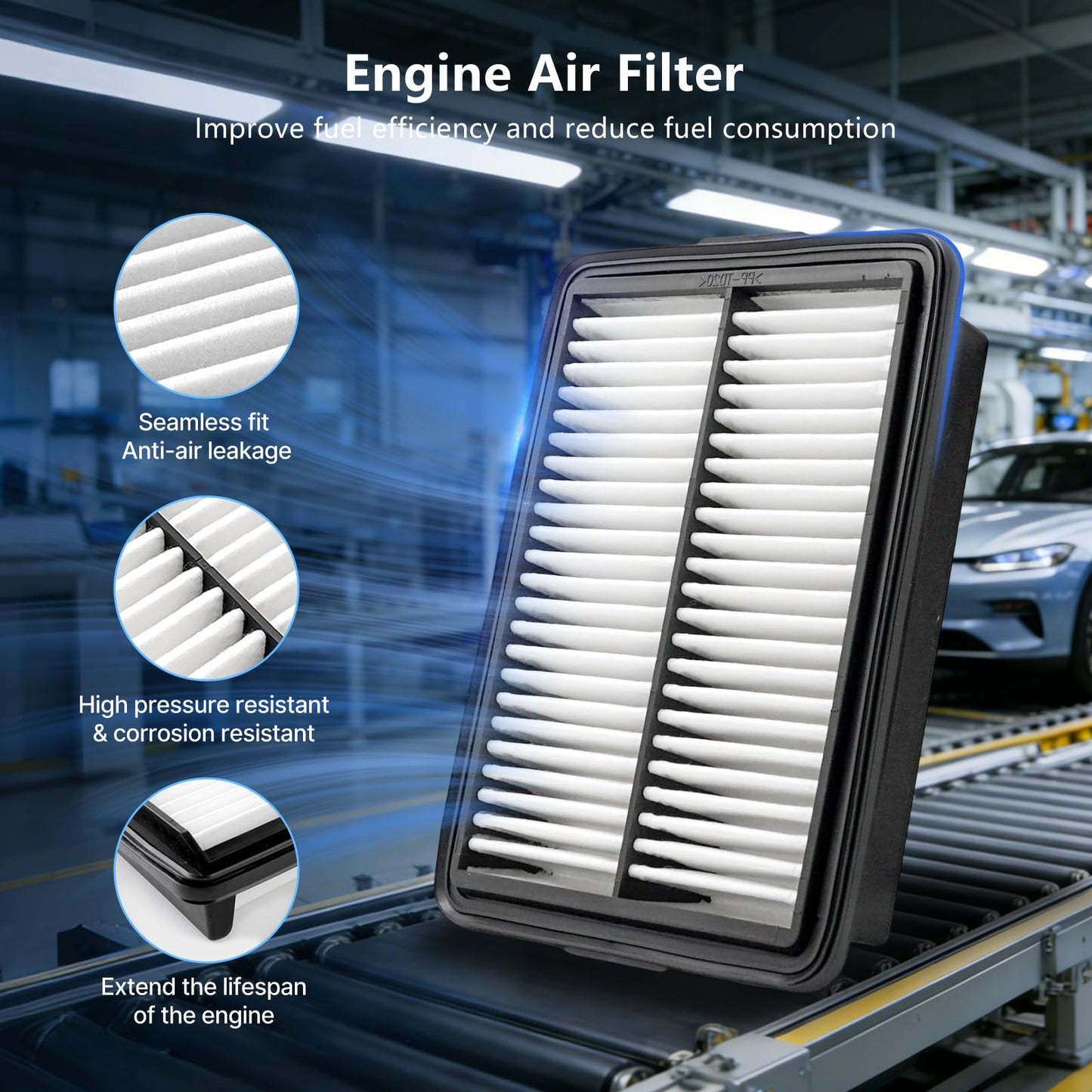 Cabin Engine Air Filter Kit Fits Hyundai Kona 2018-2023, Veloster 2019-2021, Kia Soul 2020-2025, Replacement for CA12057, CF12160