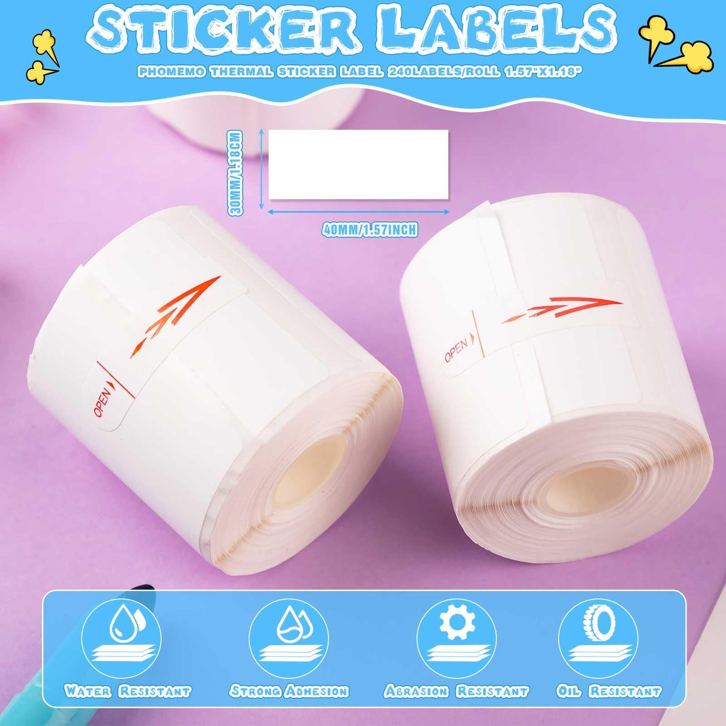 Ctosree 24 Rollers Compatible with Phomemo/D30 Label Maker Blank Adhesive Thermal Paper Compatible with Phomemo Label Printer Paper Sticker Tape for Name Price (1.57 x 1.18 Inch)