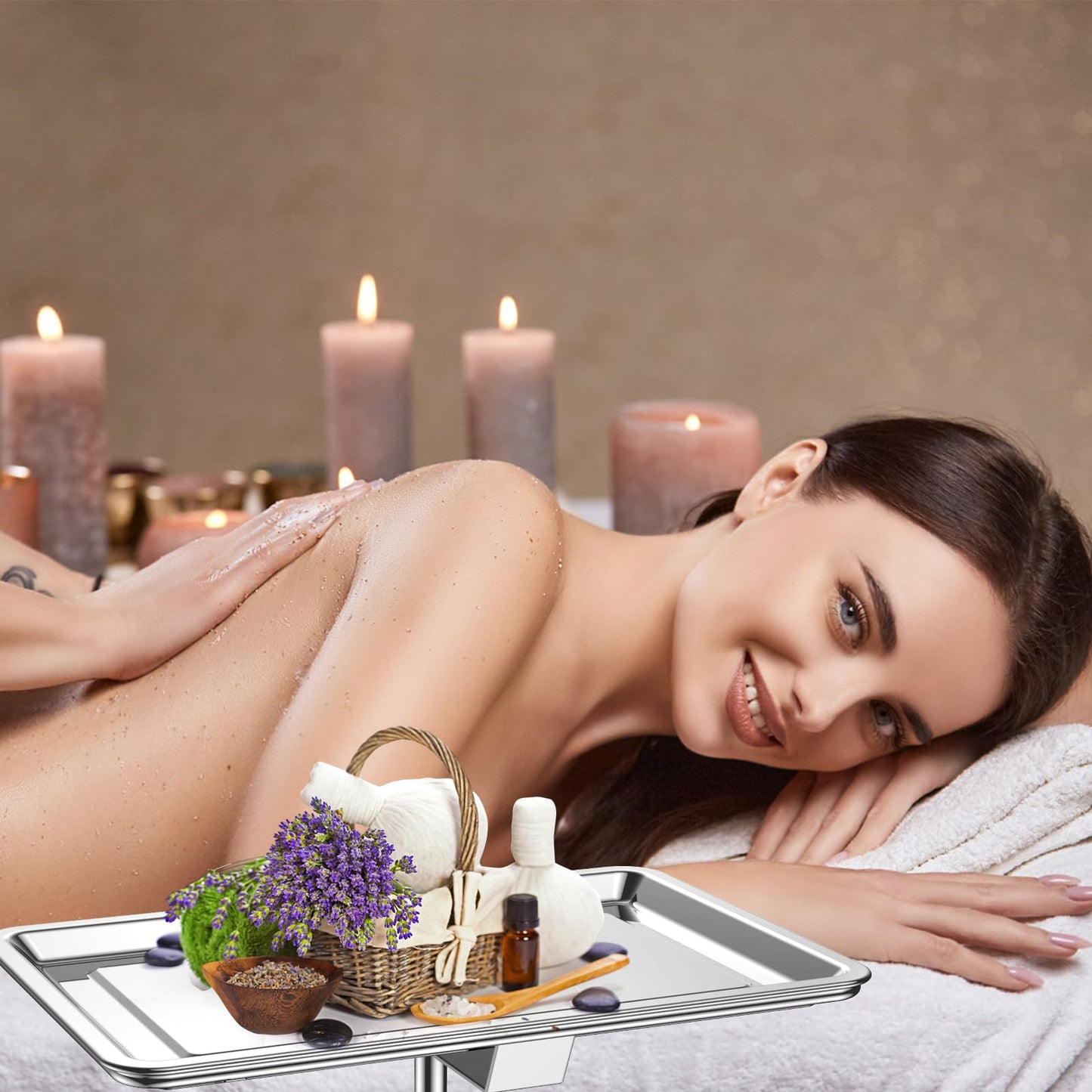 ChoJiah Extra Large Rolling Salon Tray on Wheels Hairstylist Tray Tattoo Tray, Ideal Use for for Hair Salon Dental Hairstylist Cart