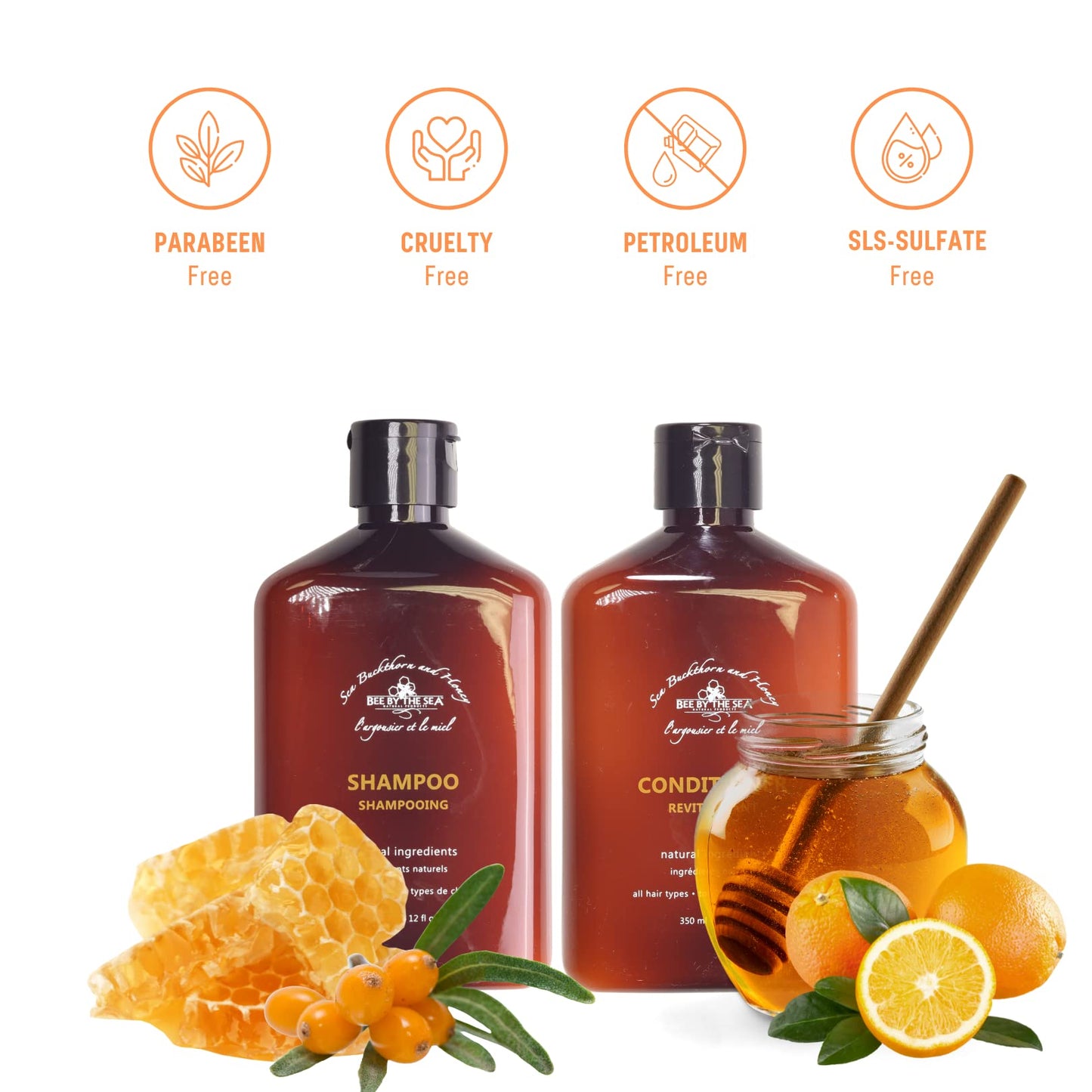 Bee By The Sea Color Safe Organic Sea Buckthorn and Honey Shampoo and Conditioner (Shampoo and Conditioner)