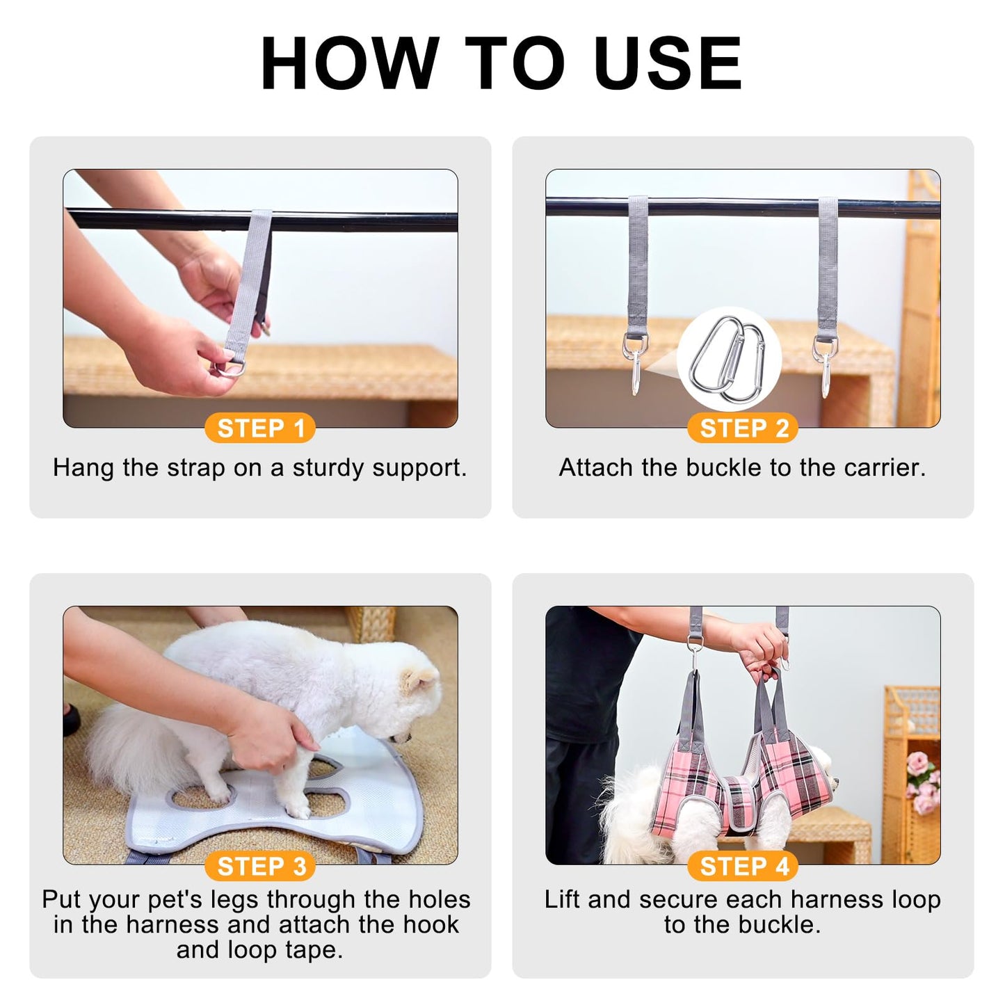 BEAUTYZOO Dog Grooming Hammock for Small Dogs Cat- Dog Sling for Nail Trimming/Clipping- Dog Hanging Harness Holder with Thick Fabric Neck Support & Strap Restraint Claw Care, Black White S