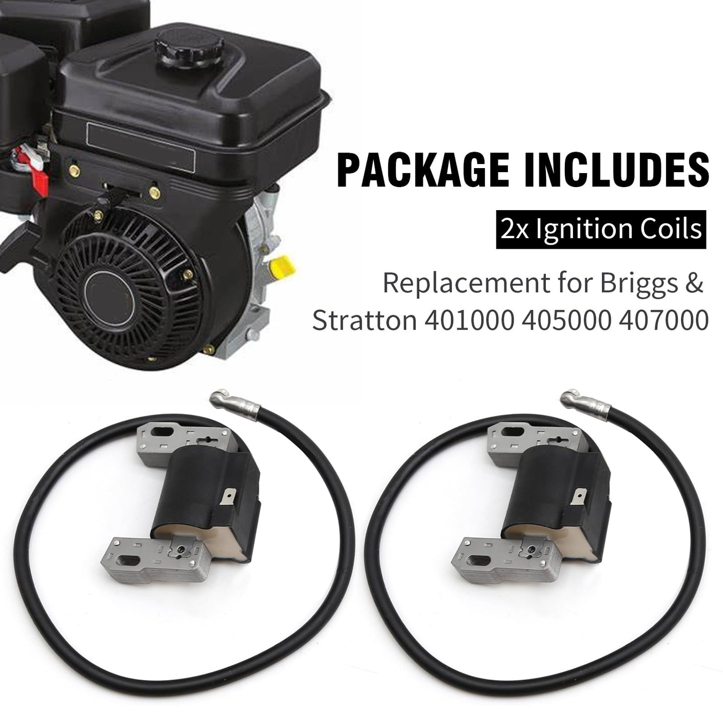 laffoonparts 2Pcs 406777 799651 Ignition Coil Replacement for B S Intek V-Twin 18-22HP Engine Replace 691060 499447 401577 592846
