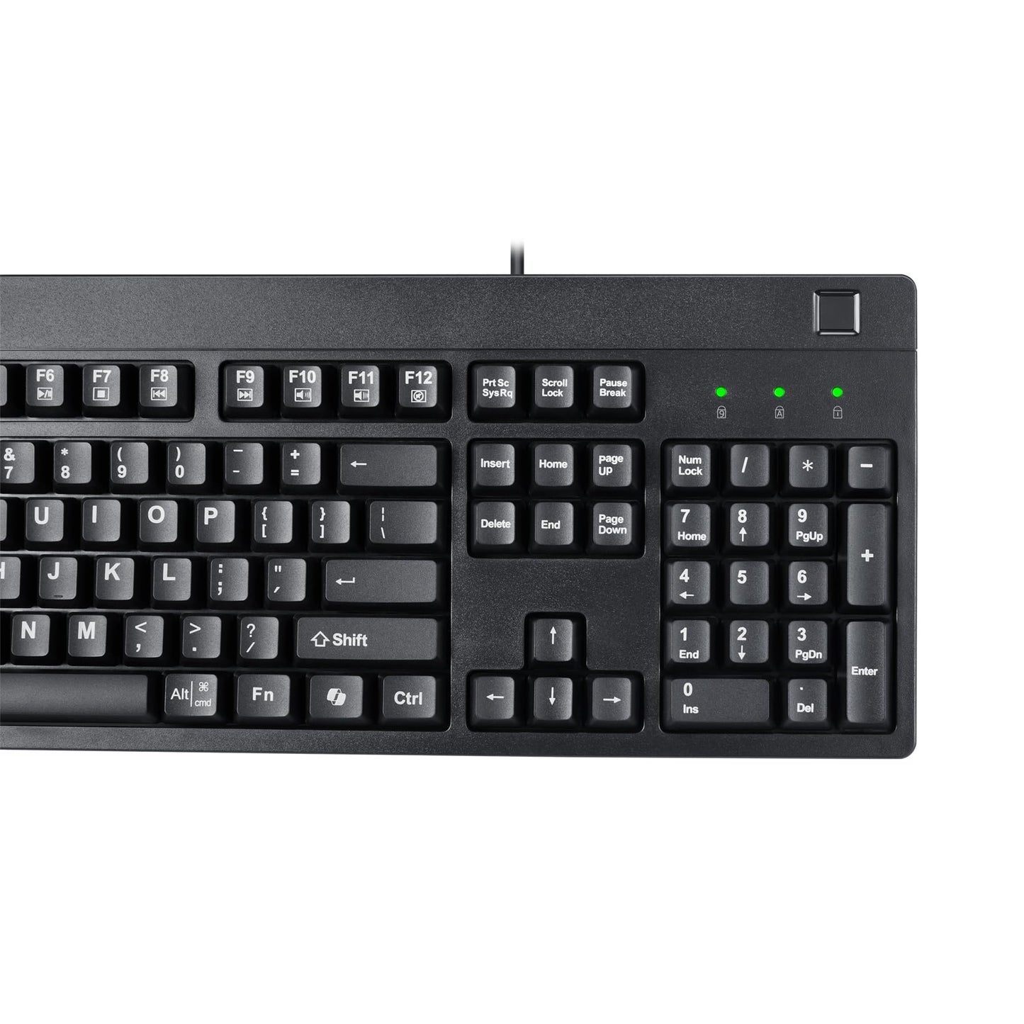 Adesso TAA Compliant Fingerprint Keyboard with AES 256 Encryption USB Wired Full Size 104 Key Layout Windows Hello Compatible Made in Taiwan for Government Business Education AKB-630FB-TAA