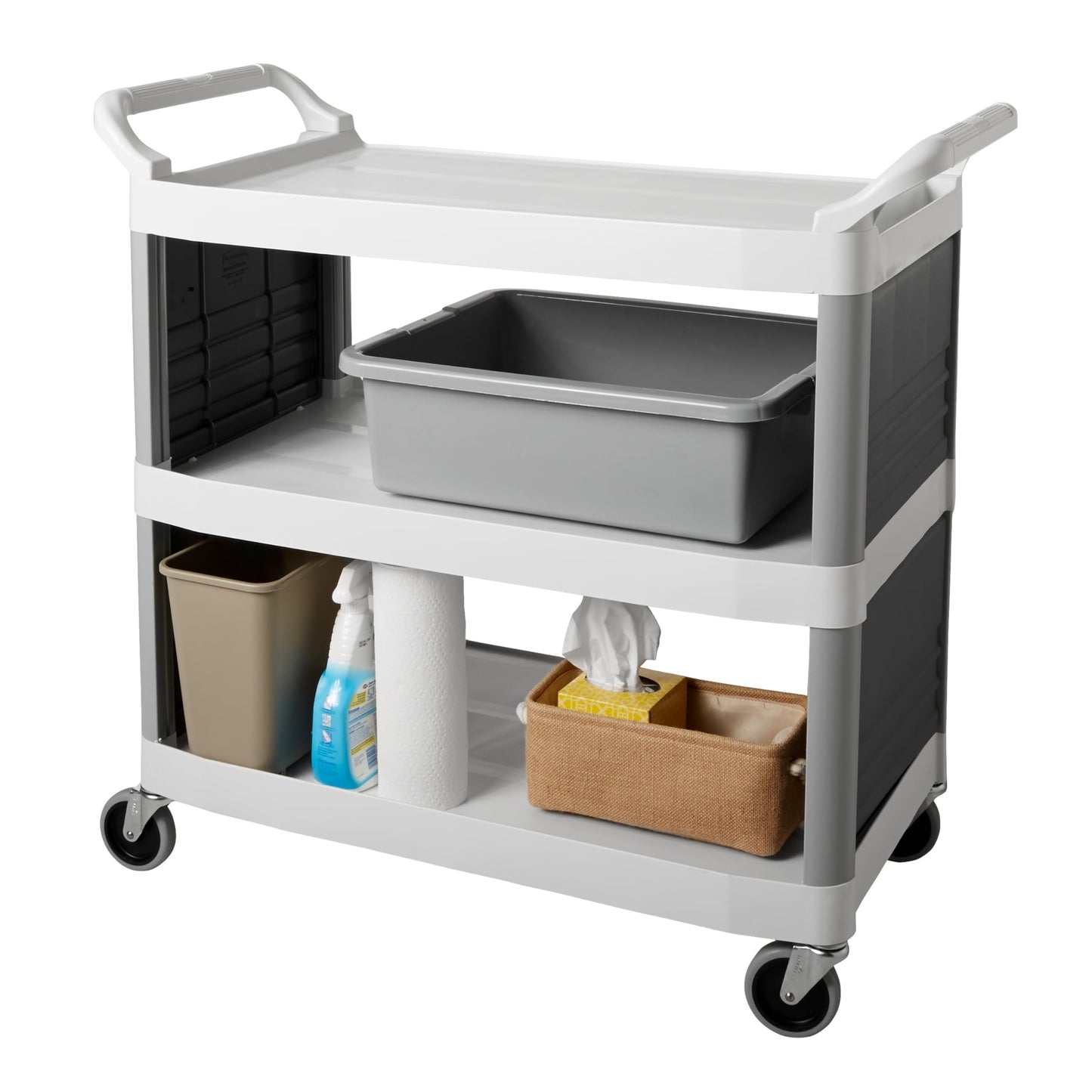 Rubbermaid Commercial Products Standard Bus/Utility Box 7-Gallon Gray Heavy Duty Plastic Restaurant Wash Basin/Dish Washing Tub for Kitchen Organization/Storage