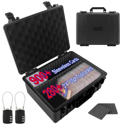 Camkinger Graded Card Storage Box, Hold 600+ 35PT 3"x4" Toploader Storage Box, PSA Slab Case for SGC CSG BGS, Trading Card Case with 2 Locks, Sports Baseball Cards Organizer for Magnetic MTG Deck (S)