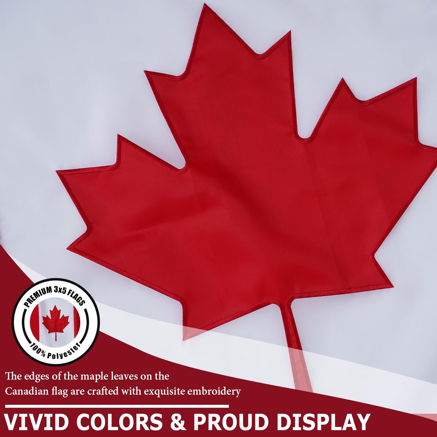 FLAGWIN Canada Flag 5x8 ft, Canadian Flags Heavy Duty Embroidered Maple Leaf with 3 Brass Grommets, Vivid Color and Fade Resistant Canada Banner Flags for Indoor/Outdoor