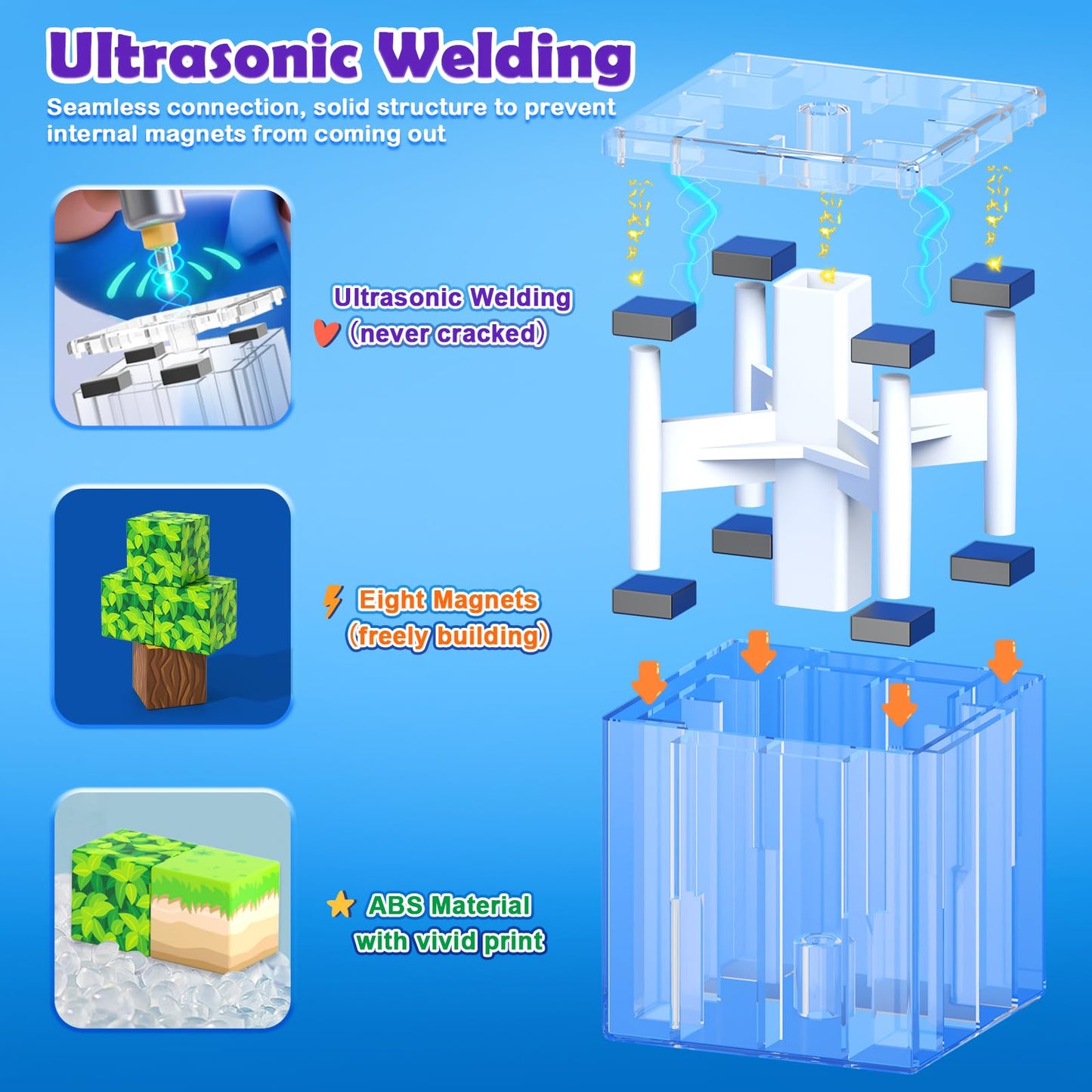 100PCS Magnetic Blocks Building Toys, Gem Cave Adventure Building Craft, Learning Sensory Toys for Boys Girls Age 3-12, Game Gift for Kids Little Gamers