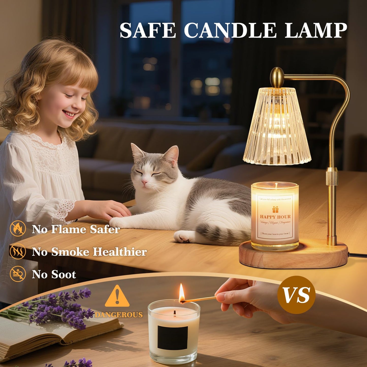 Imenlox Candle Warmer Lamp, with Timer and Dimmer, Adjustable Height, Christmas Birthday Gifts for Women Mom, House Warming Gifts New Home Decor, Wax Warmer for Jar Candles (Gold)