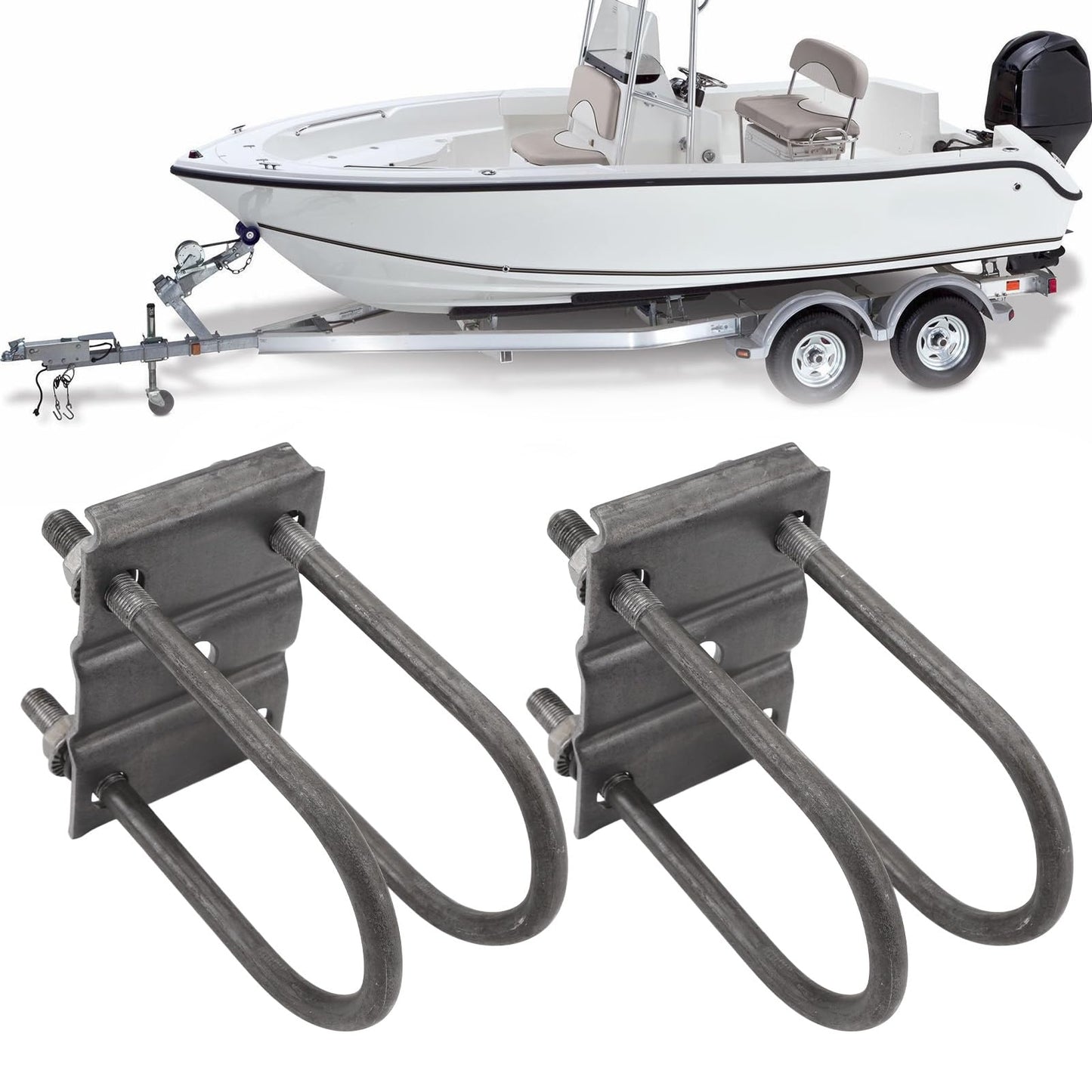 Trailer U Bolt Kit, 22Pcs Heavy Duty Rolled Steel Trailer Leaf Spring U Bolt Kit with Nuts and Frame Plate Trailer Mounting Axle Leaf Springs for 5200-7000lb 3 Round Axle