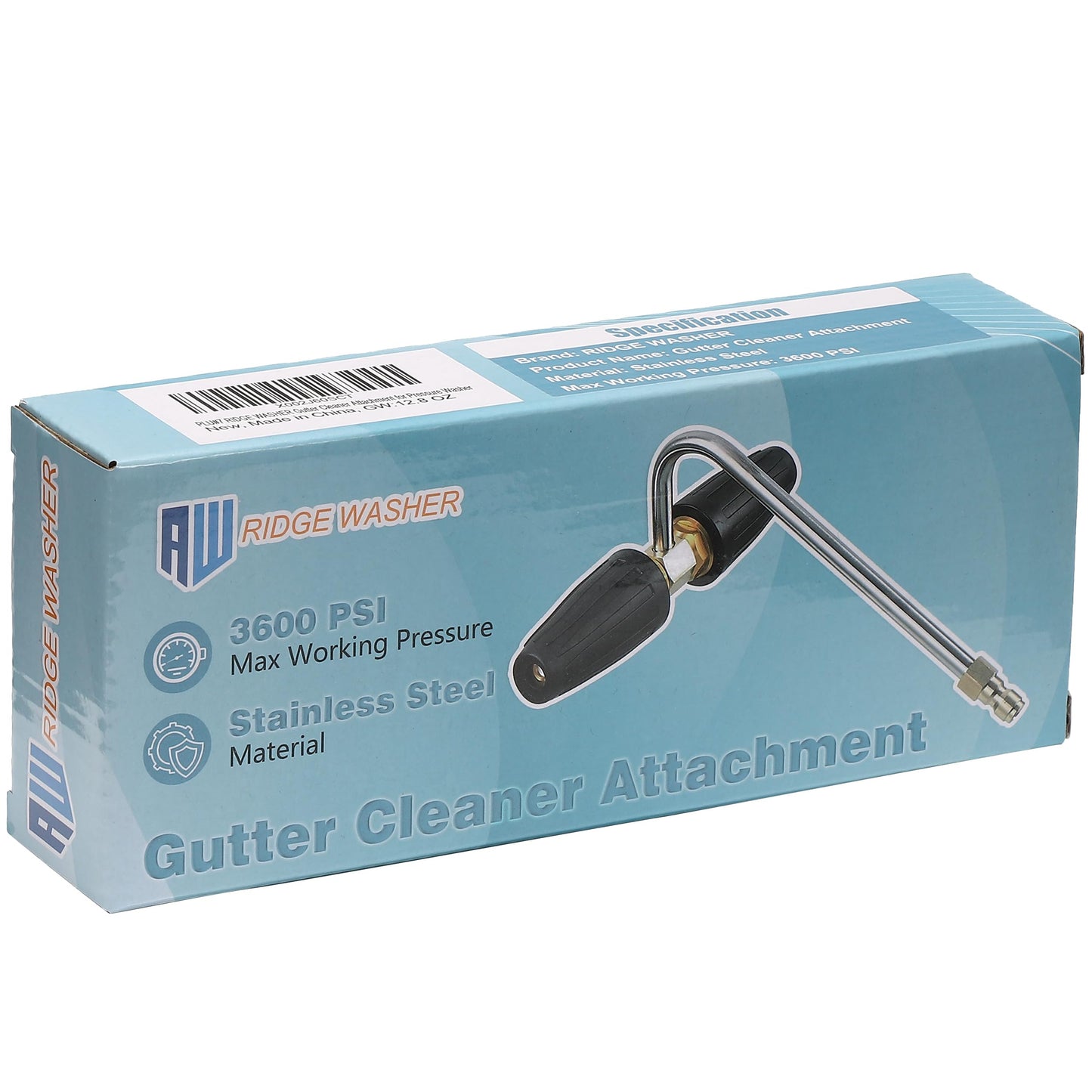 RIDGE WASHER Gutter Cleaner Attachment for Pressure Washer, with 2 Rotary Turbo Nozzle, 1/4 Inch Quick Disconnect, 3600 PSI
