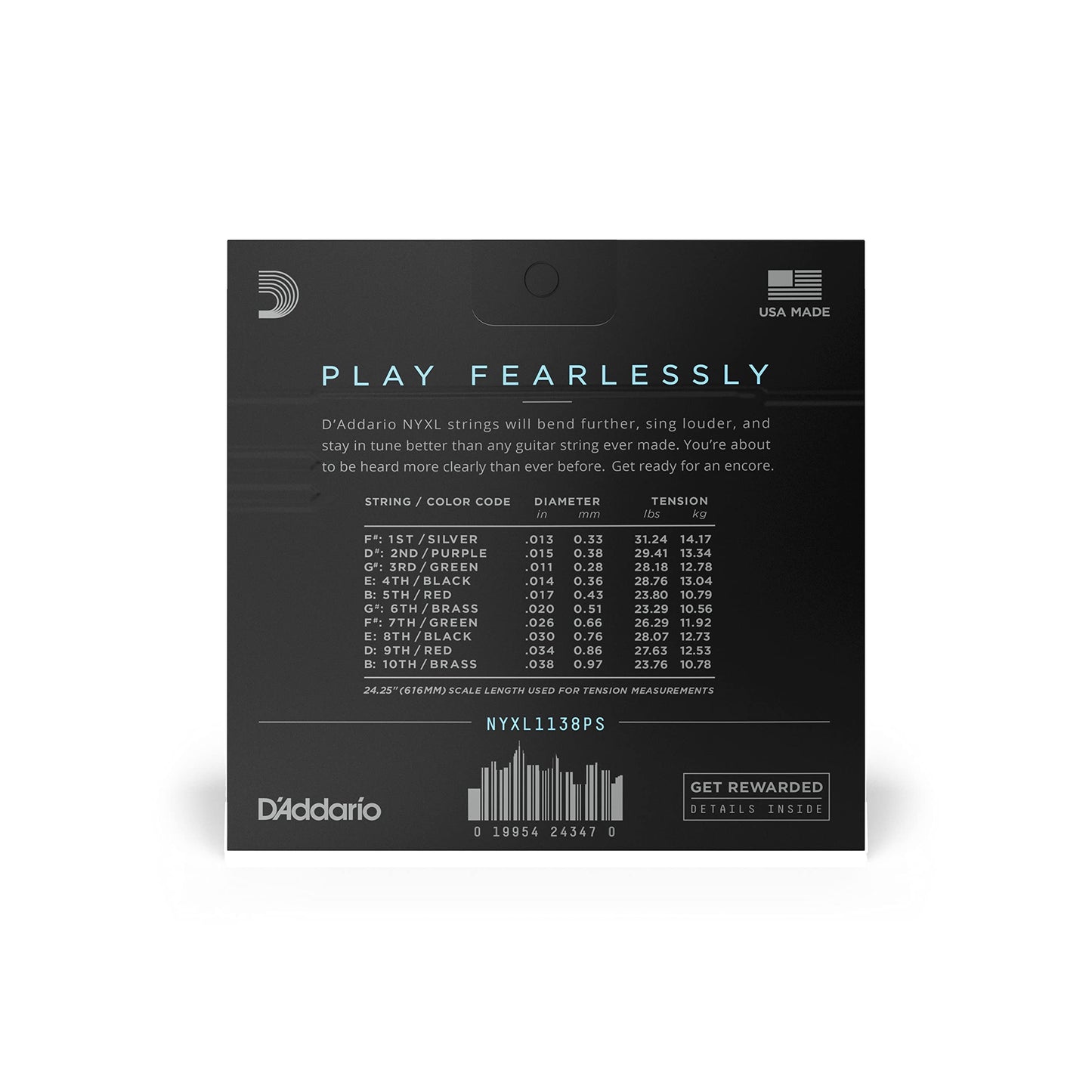 D'Addario NYXL1138PS Nickel Wound Pedal Steel Guitar Strings, Regular Light, 11-38