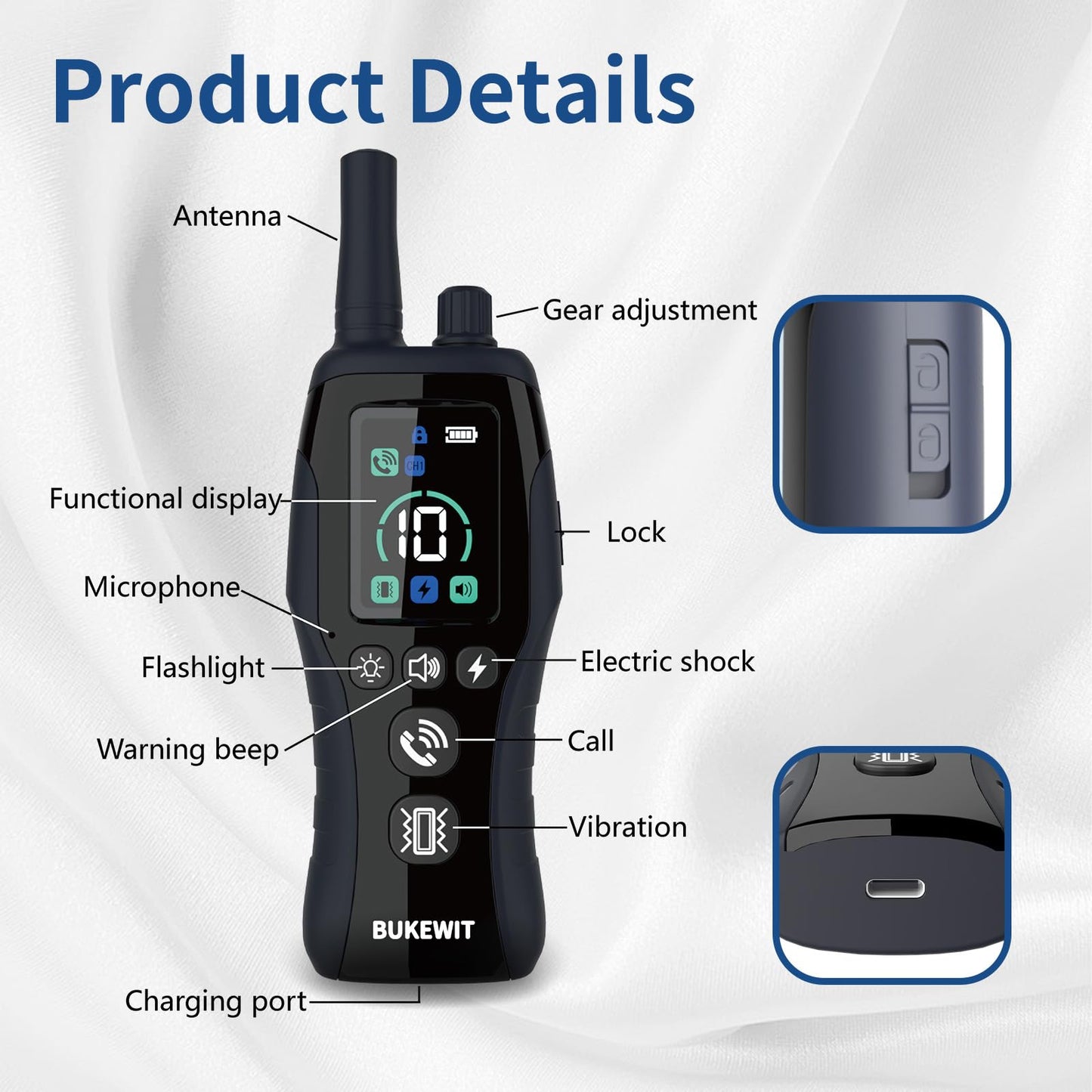 BUKEWIT Dog Training Collar with Remote - 4900FT Dog Shock Collar with Remote Calling IP67 Waterproof with 4 Training Modes, Rechargeable Dog E-Collar for All Breeds