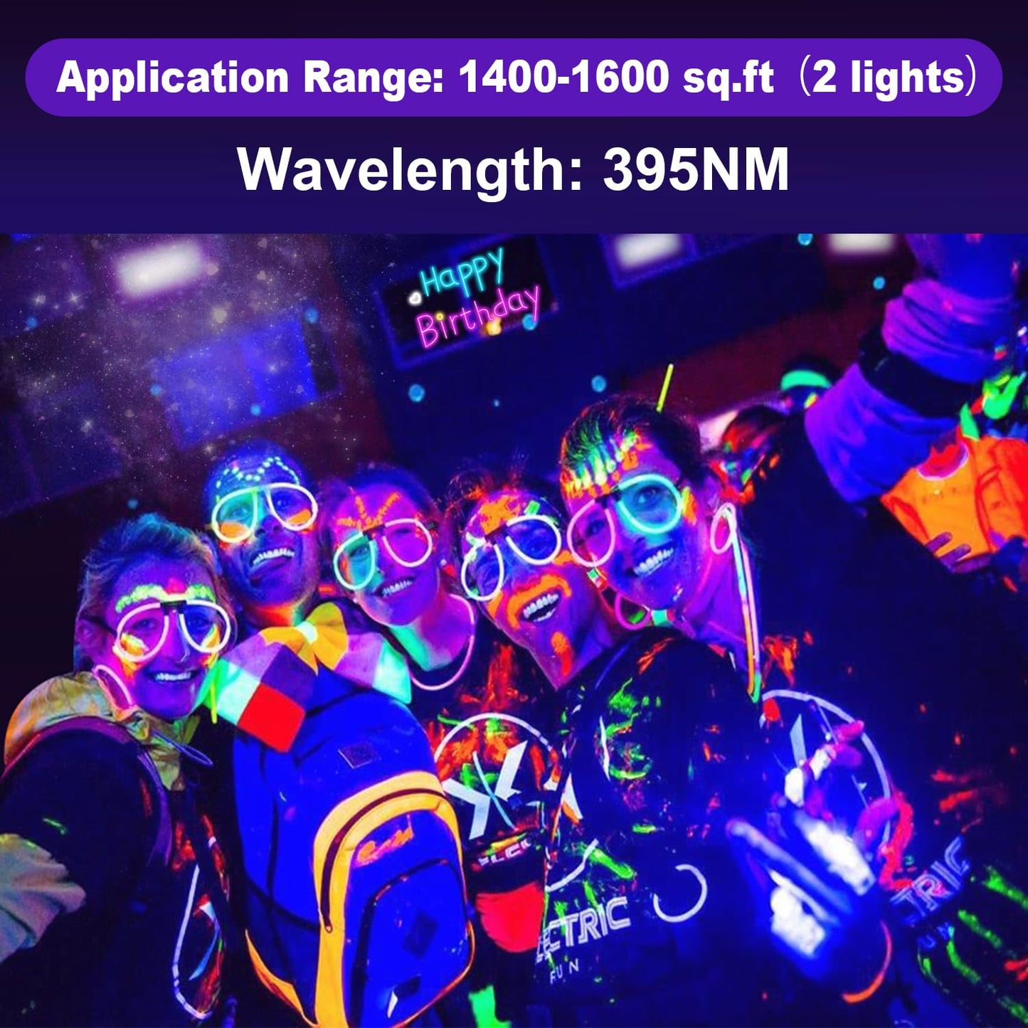 QIYEKA 2 Pack 100W LED Black Lights, Flood Blacklight with Plug, IP66 Waterproof Outdoor UV Spotlight for Dance Party Large Space, Glow in The Dark, Halloween Lamp